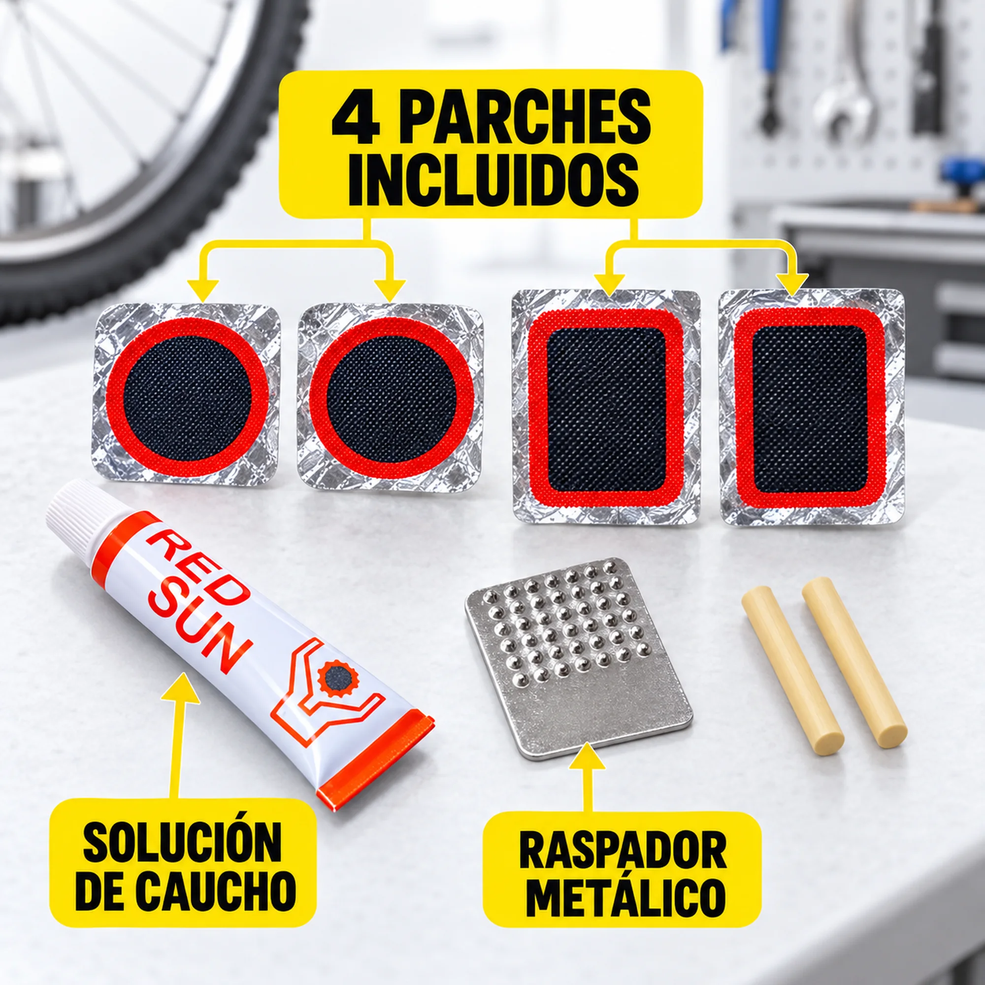 Kit de parches para cámaras de bicicleta y moto – SKU 42583 - Imagen 2