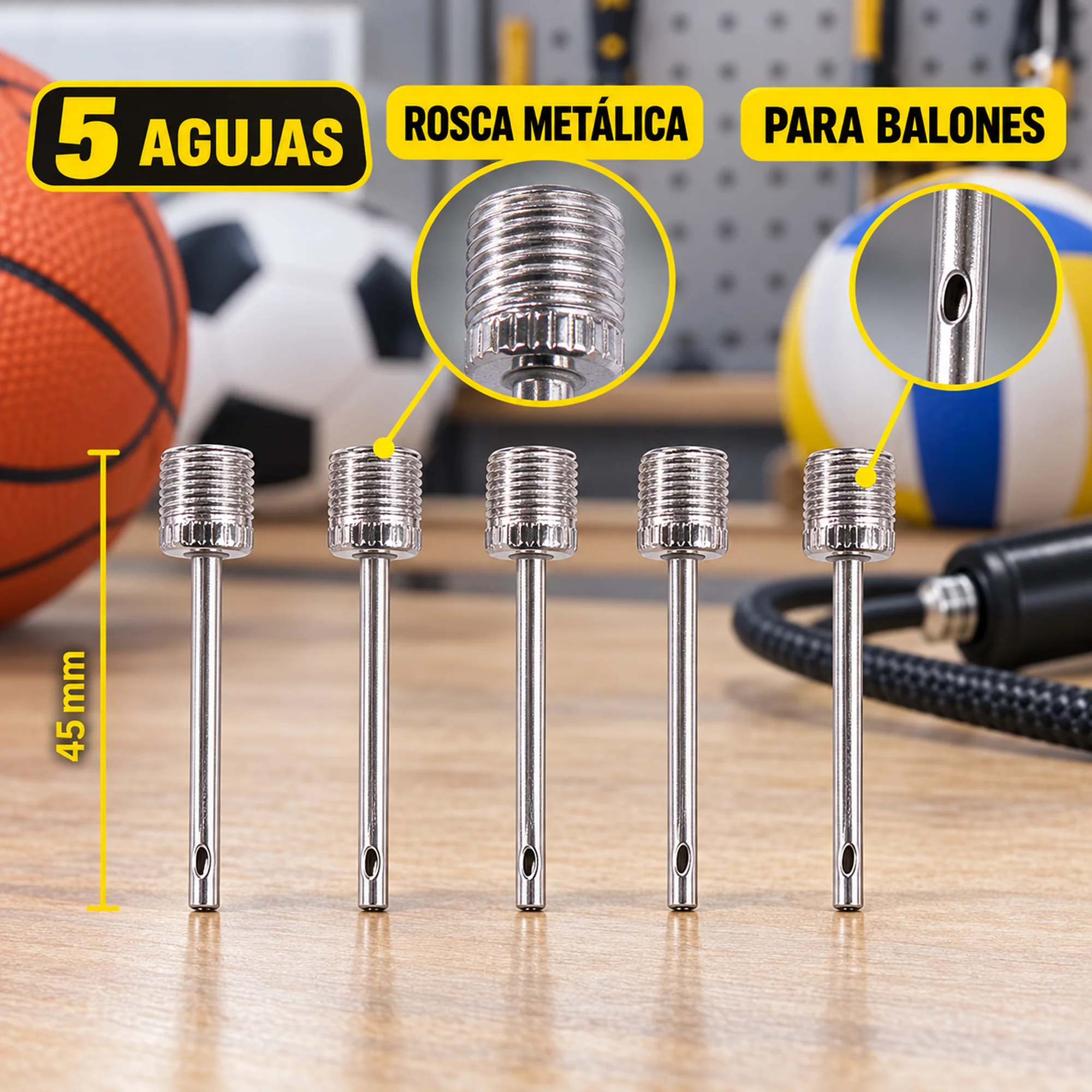 Set de agujas metálicas para inflar balones – SKU 42591 - Imagen 2