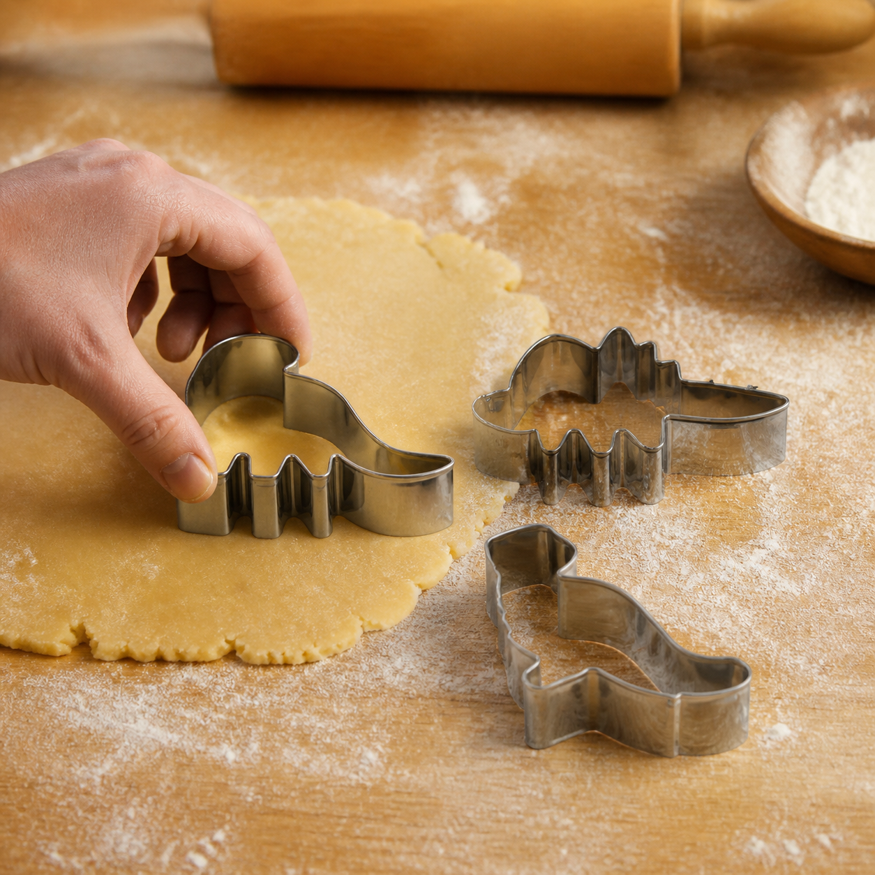 Set de cortadores de galletas de dinosaurios en acero inoxidable, 3 piezas - Imagen 5