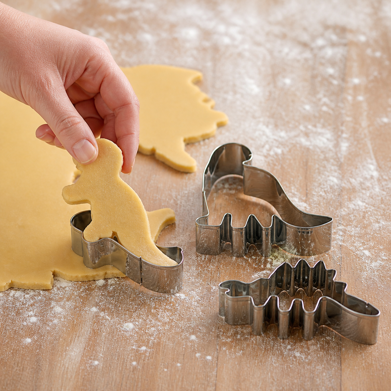 Set de cortadores de galletas de dinosaurios en acero inoxidable, 3 piezas - Imagen 6
