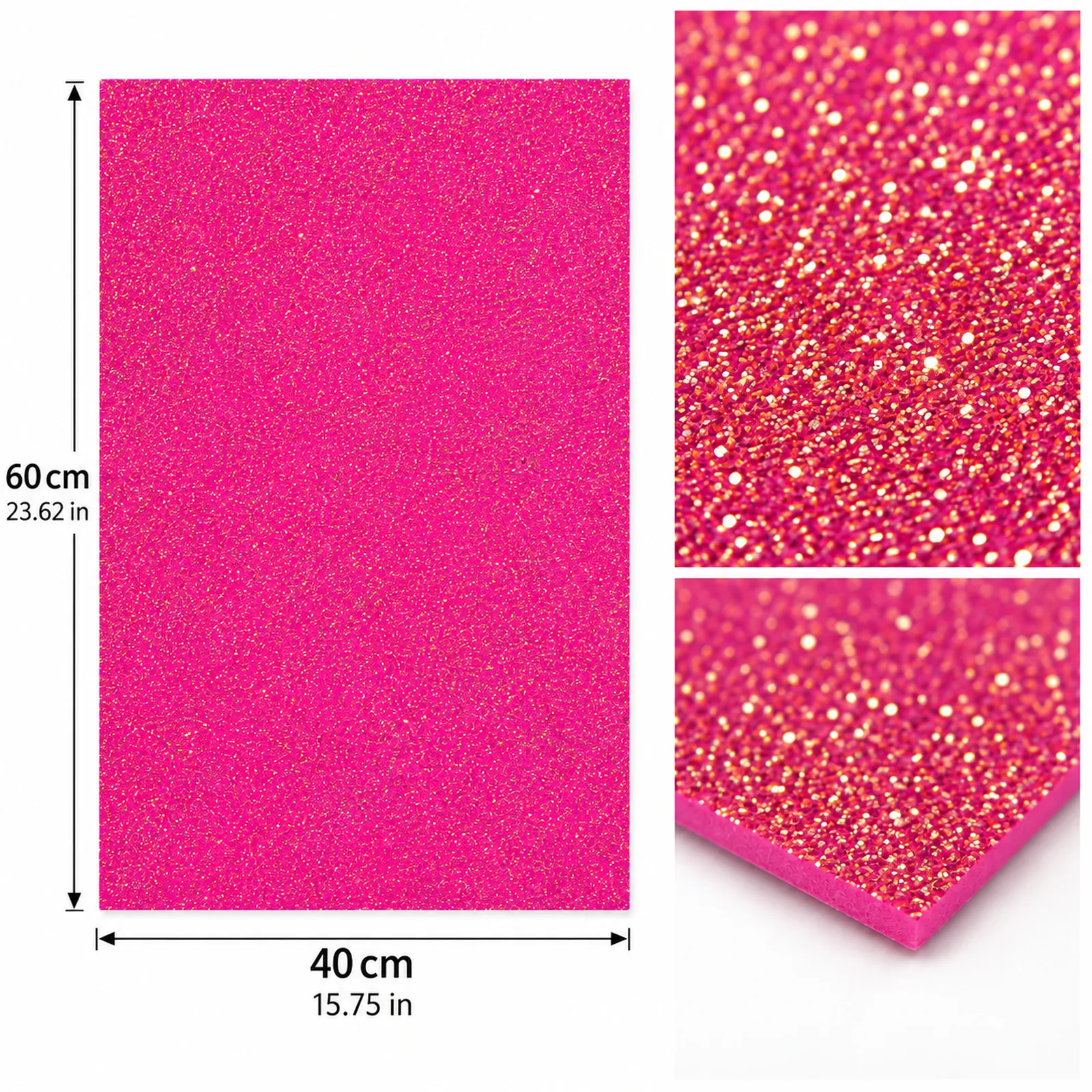 Lámina de Goma EVA fucsia con glitter dorado, 40 x 60 cm, 2 mm - Imagen 3