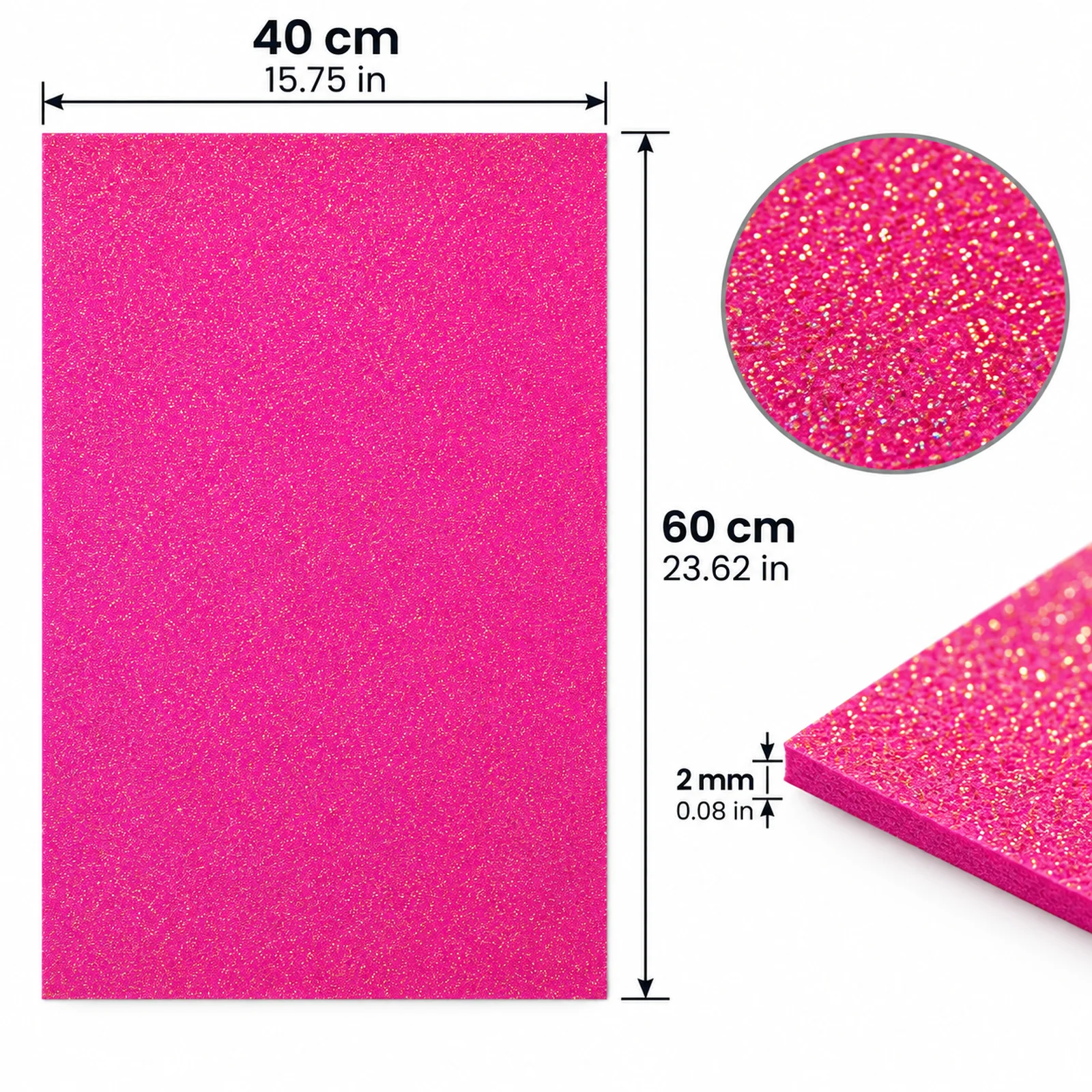 Lámina de Goma EVA fucsia con glitter dorado, 40 x 60 cm, 2 mm - Imagen 4