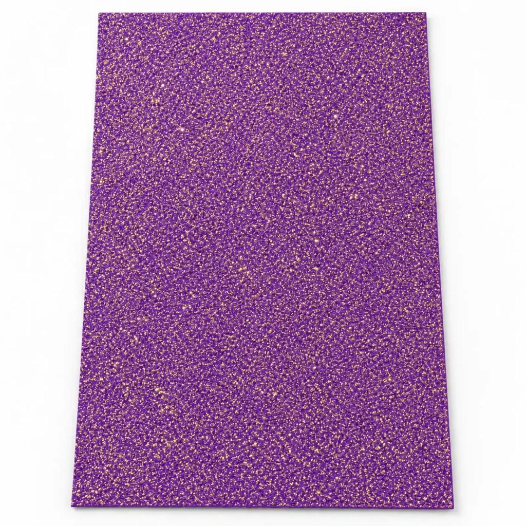Lámina de Goma EVA violeta oscuro con glitter dorado, 40 x 60 cm, 2 mm