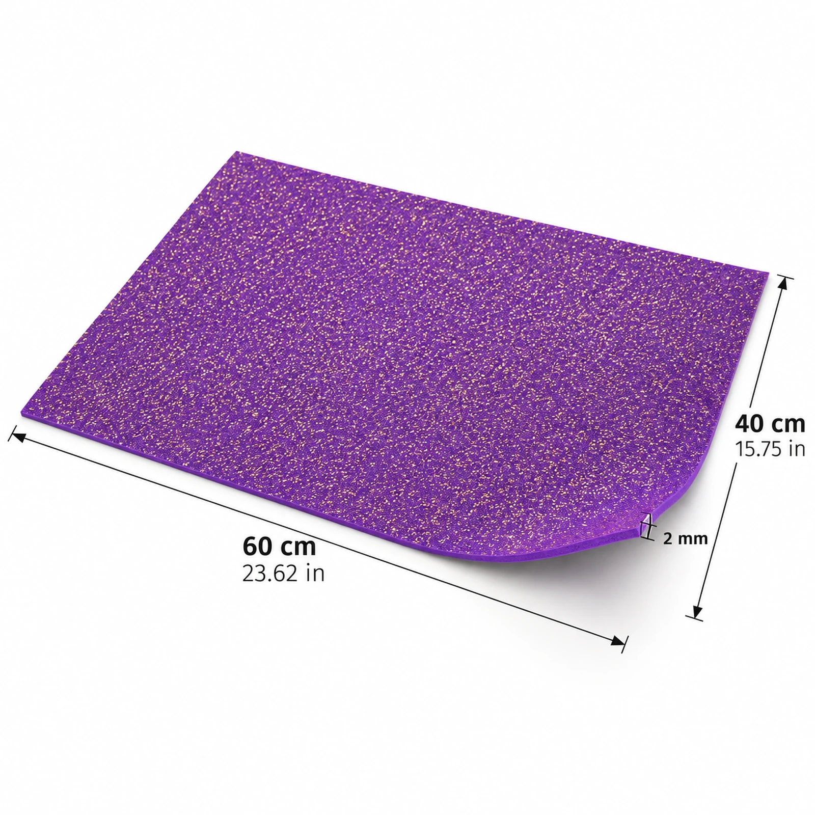 Lámina de Goma EVA violeta oscuro con glitter dorado, 40 x 60 cm, 2 mm - Imagen 2