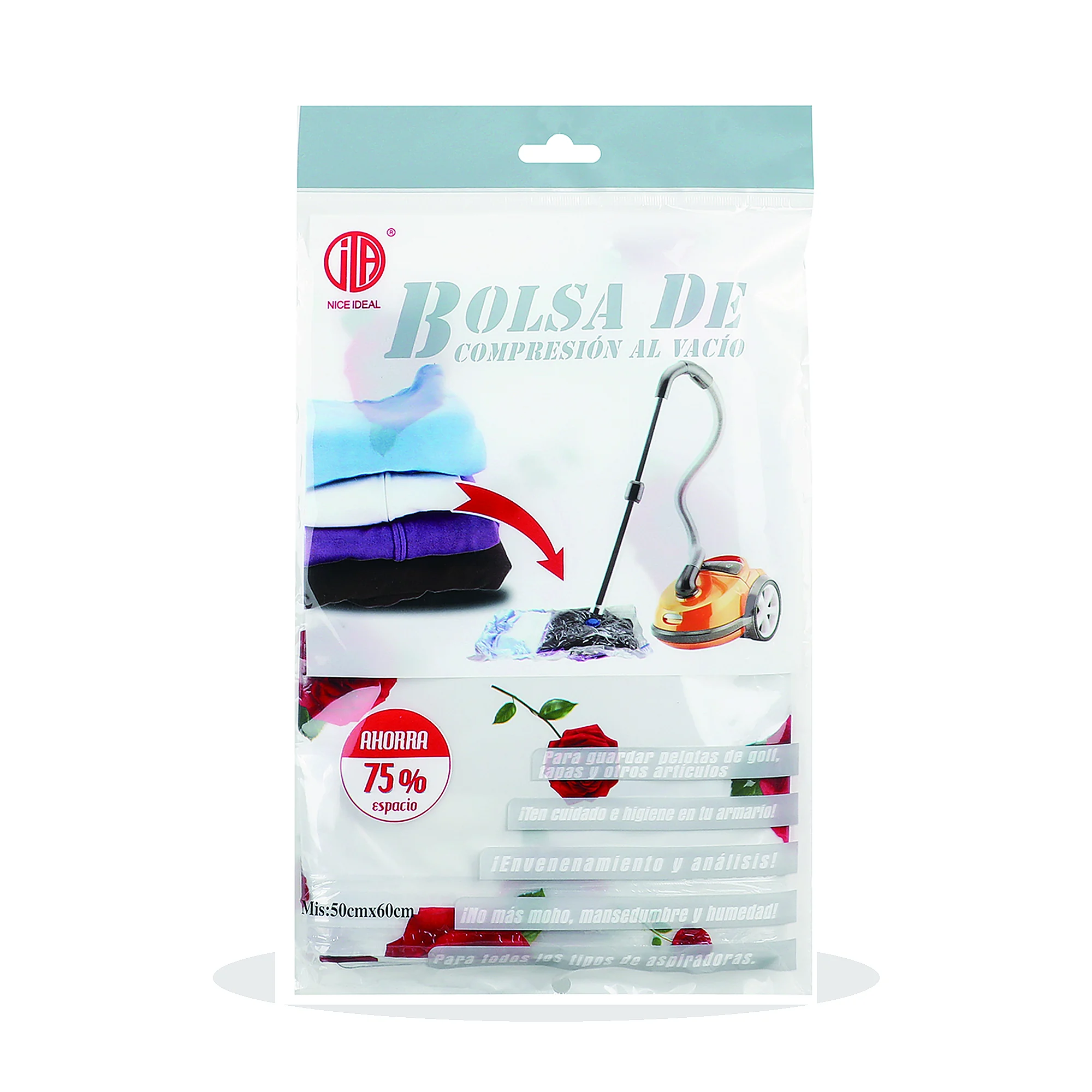 Bolsa de Compresión al Vacío Estampada para Ropa, 50 × 60 cm, 1 Unidad