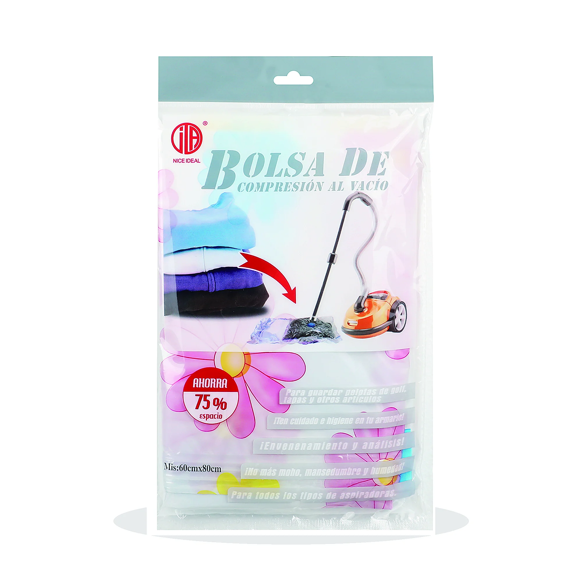 Bolsa de Compresión al Vacío Estampada para Ropa, 60 × 80 cm, 1 Unidad