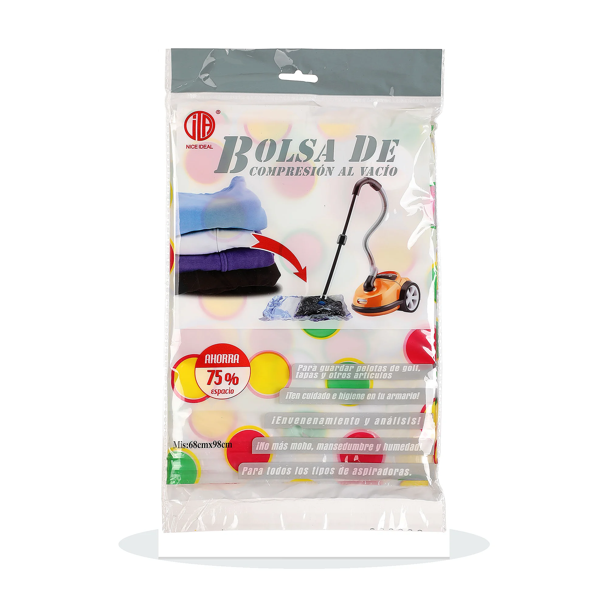 Bolsa de Compresión al Vacío Estampada para Ropa de Cama, 68 × 98 cm, 1 Unidad