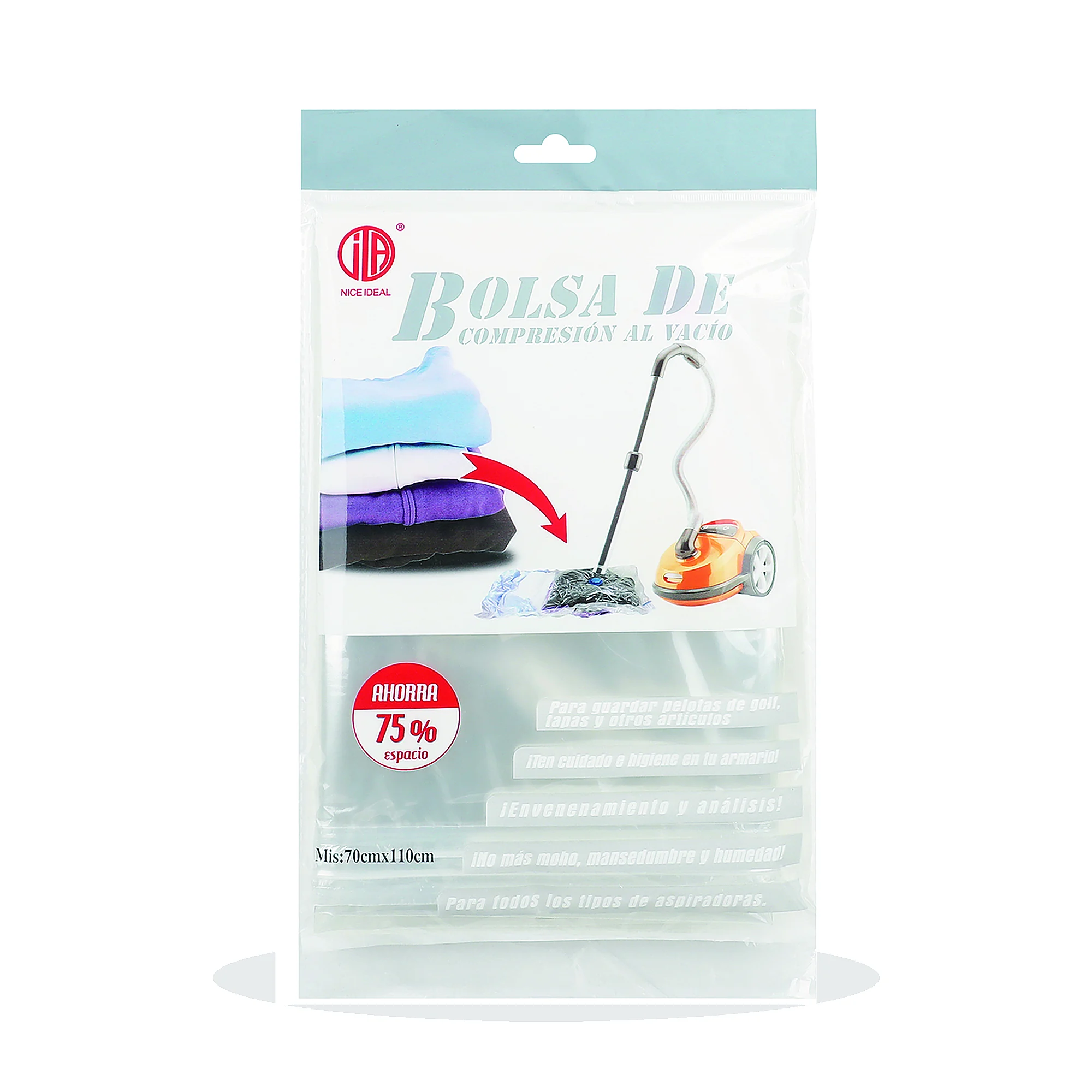 Bolsa de Compresión al Vacío Extra Grande para Ropa de Cama, 70 × 110 cm, 1 Unidad