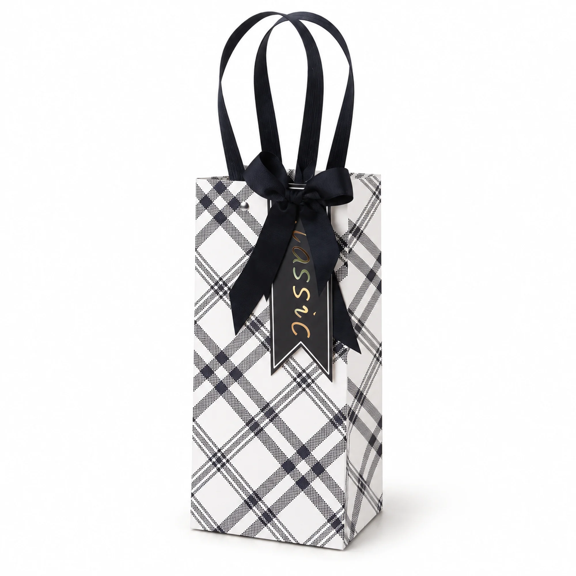 Bolsa de Regalo Bolsa Alta De Tartán Para Botella, 12,5 × 24 × 10 cm