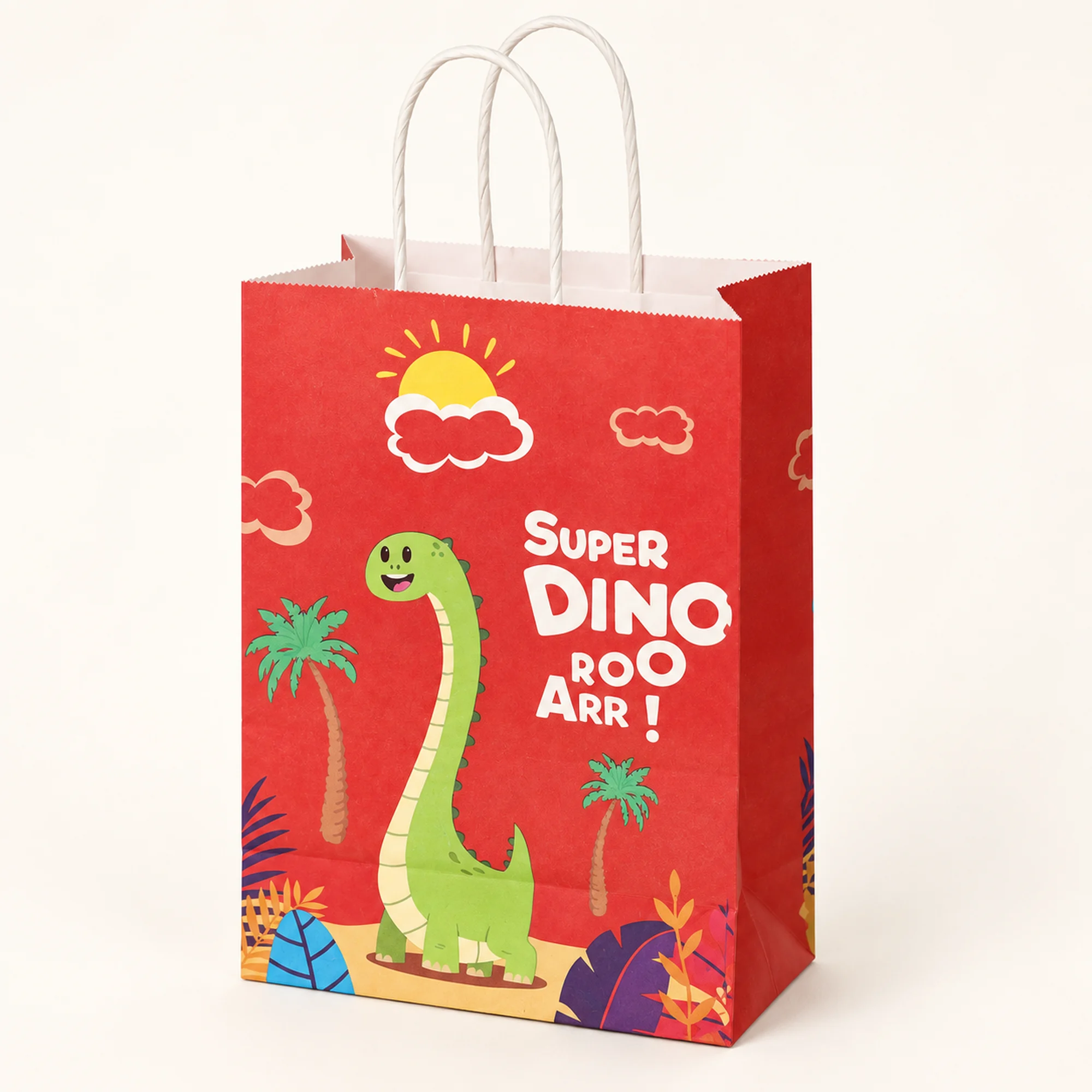 Bolsa de Regalo de Papel Infantil Estampada con Diseño De Dinosaurio, 15 × 21 × 8 cm, Diseños Surtidos