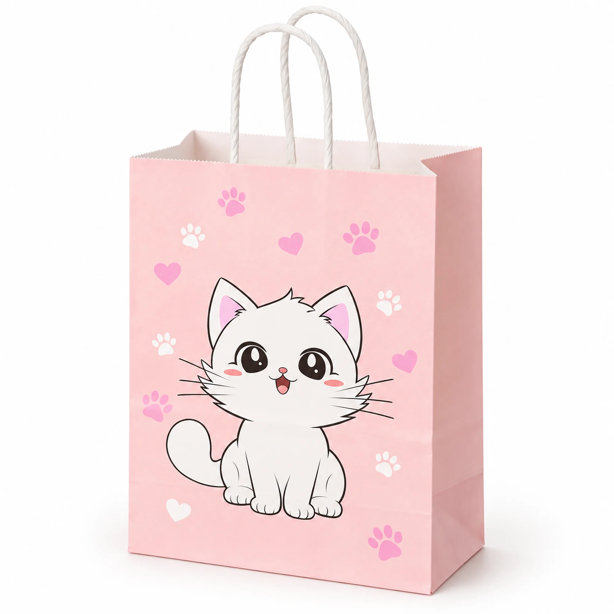 Bolsa de Regalo Infantil Estampada con Diseño De Gatito, 15 × 21 × 8 cm