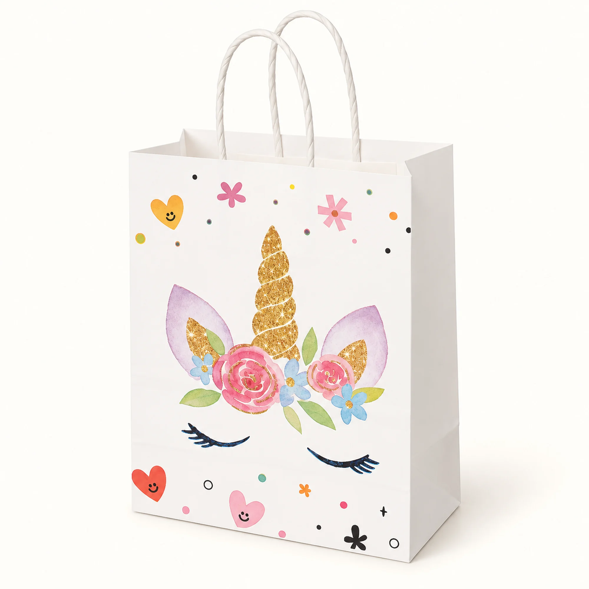 Bolsa de Regalo de Papel con Formato Grande De Unicornio y Asas Trenzadas, 21 × 27 × 11 cm, Diseños Surtidos