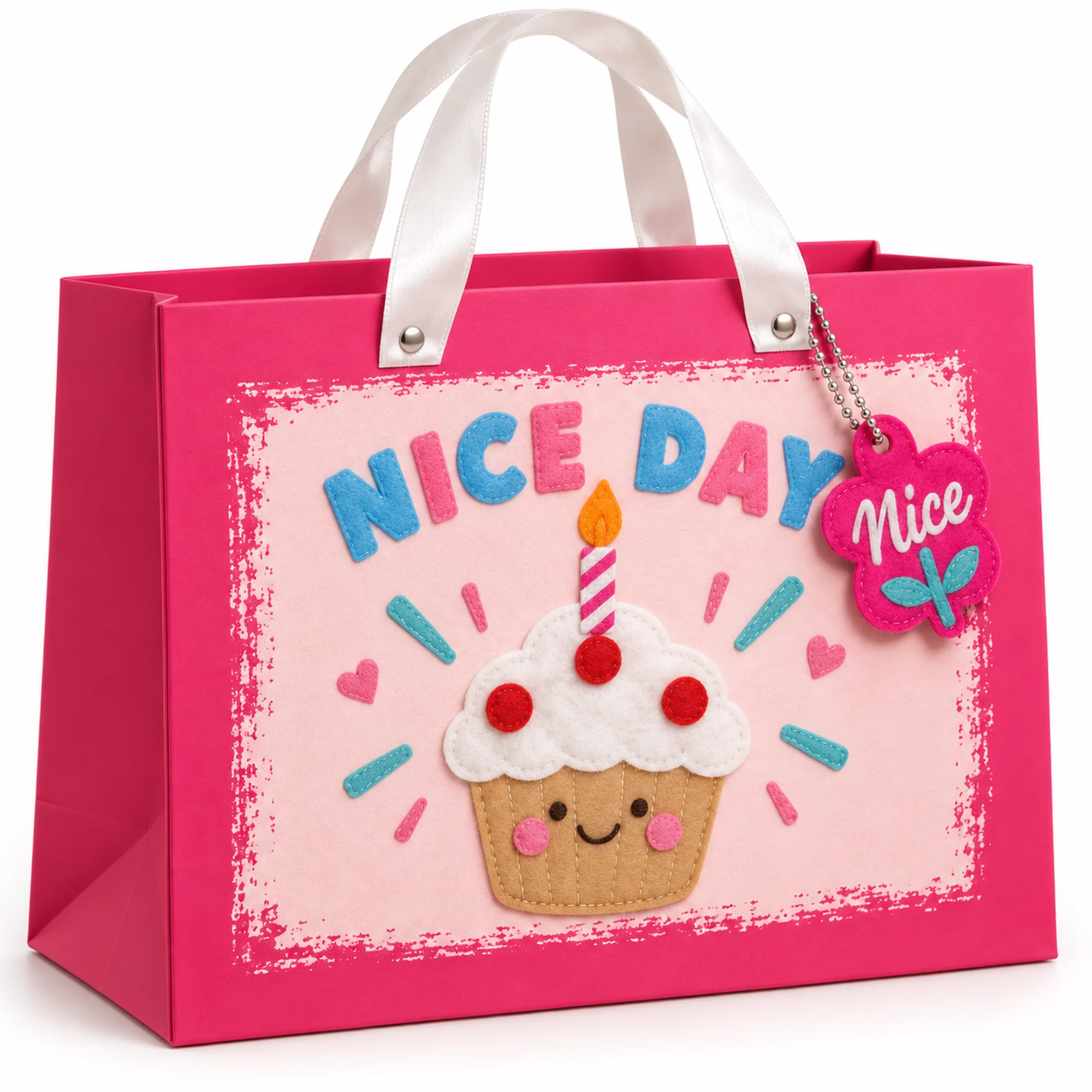 Bolsa de Regalo Rígida Ancha Con Cupcake con Formato Ancho Con Cupcake, 32 × 25,5 × 15 cm