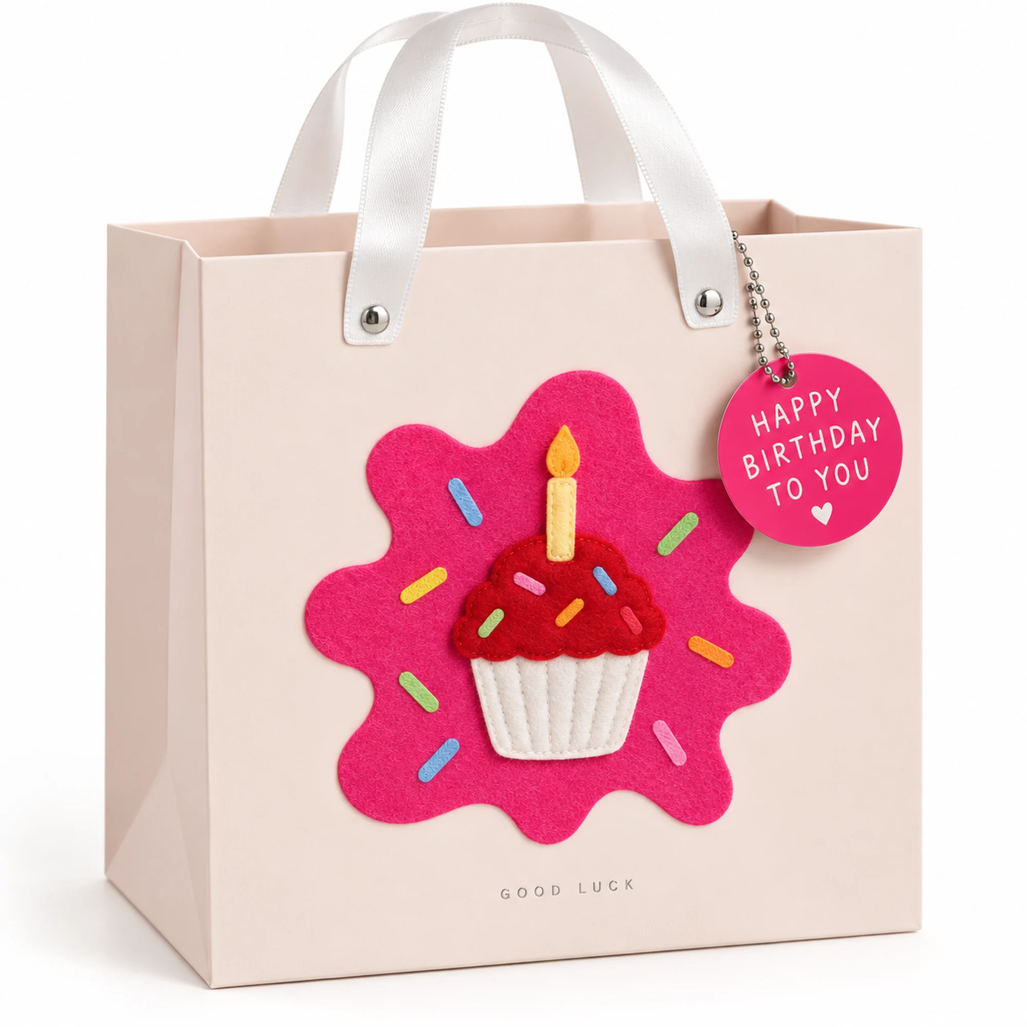 Bolsa de Regalo Rígida De Cumpleaños con Aplique De Cupcake, 22 × 22 × 10 cm