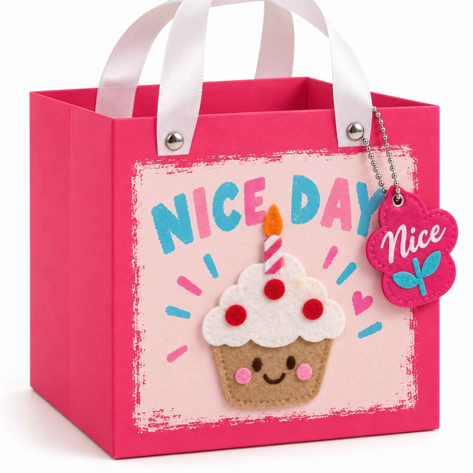 Bolsa de Regalo Rígida Con Cupcake con Cupcake Nice Day, 15 × 15 × 15 cm