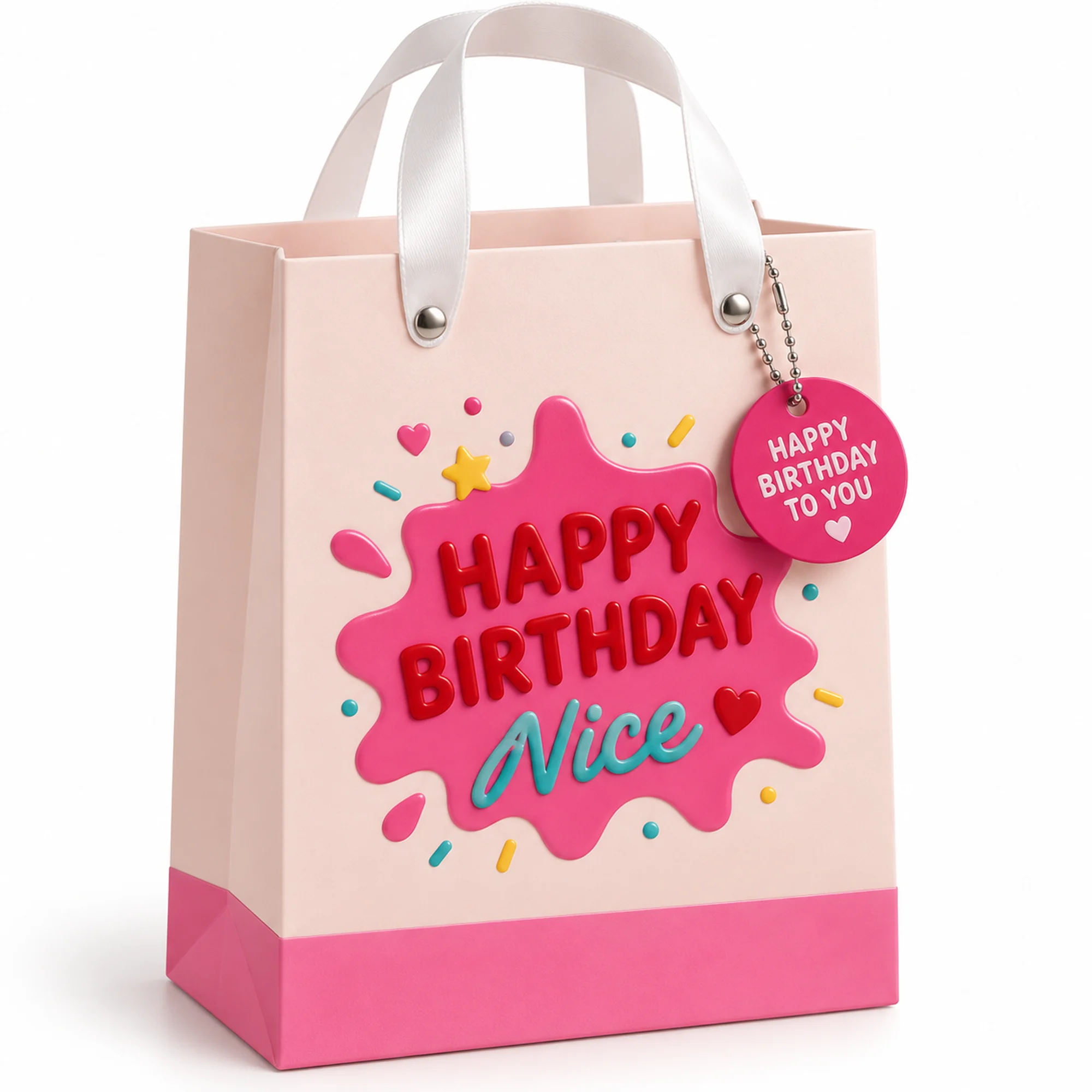 Bolsa de Regalo Rígida De Cumpleaños con Mensaje Happy Birthday, 18 × 23 × 10 cm