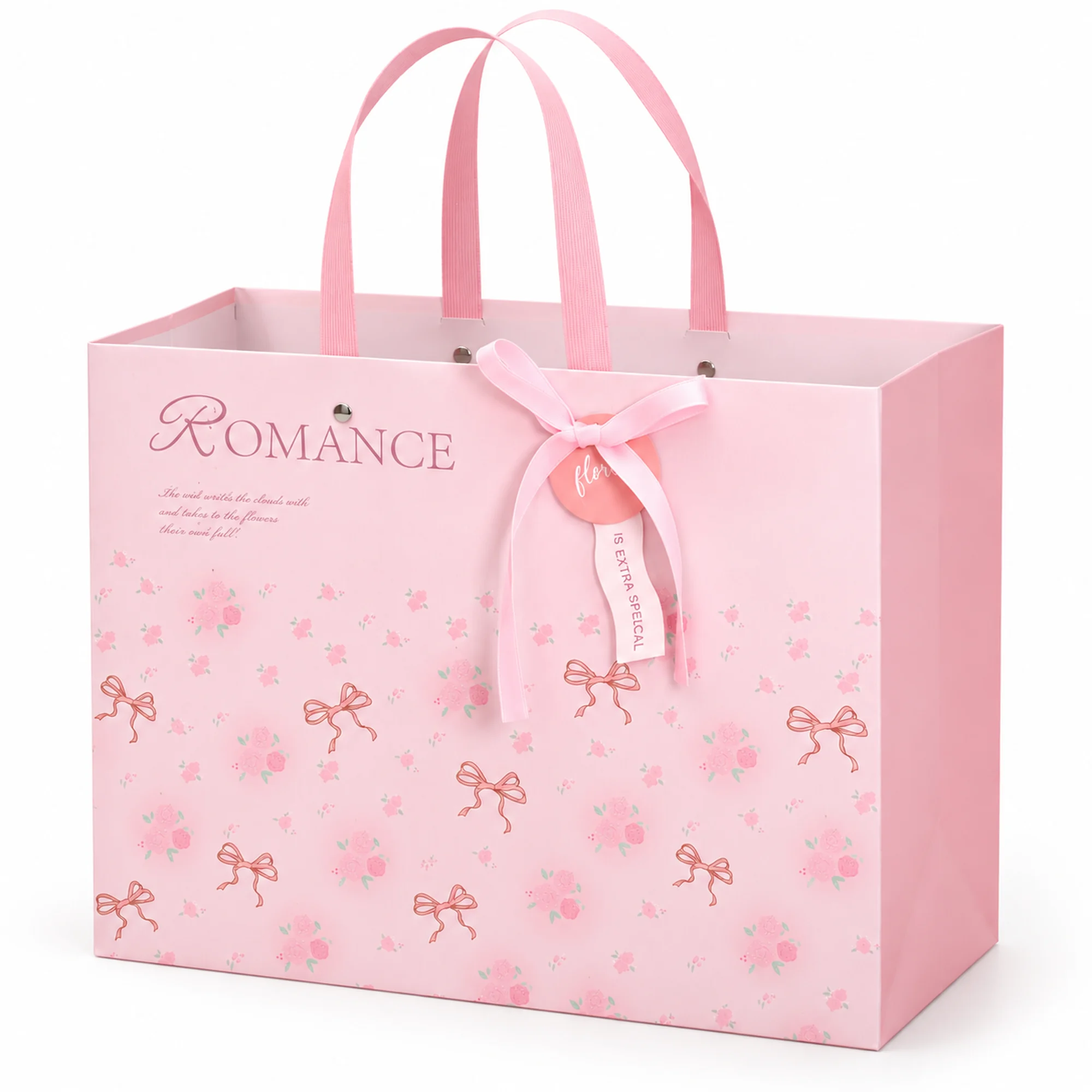 Bolsa de Regalo Rígida Romántica con Formato Ancho Romántico, 32 × 25,5 × 15 cm