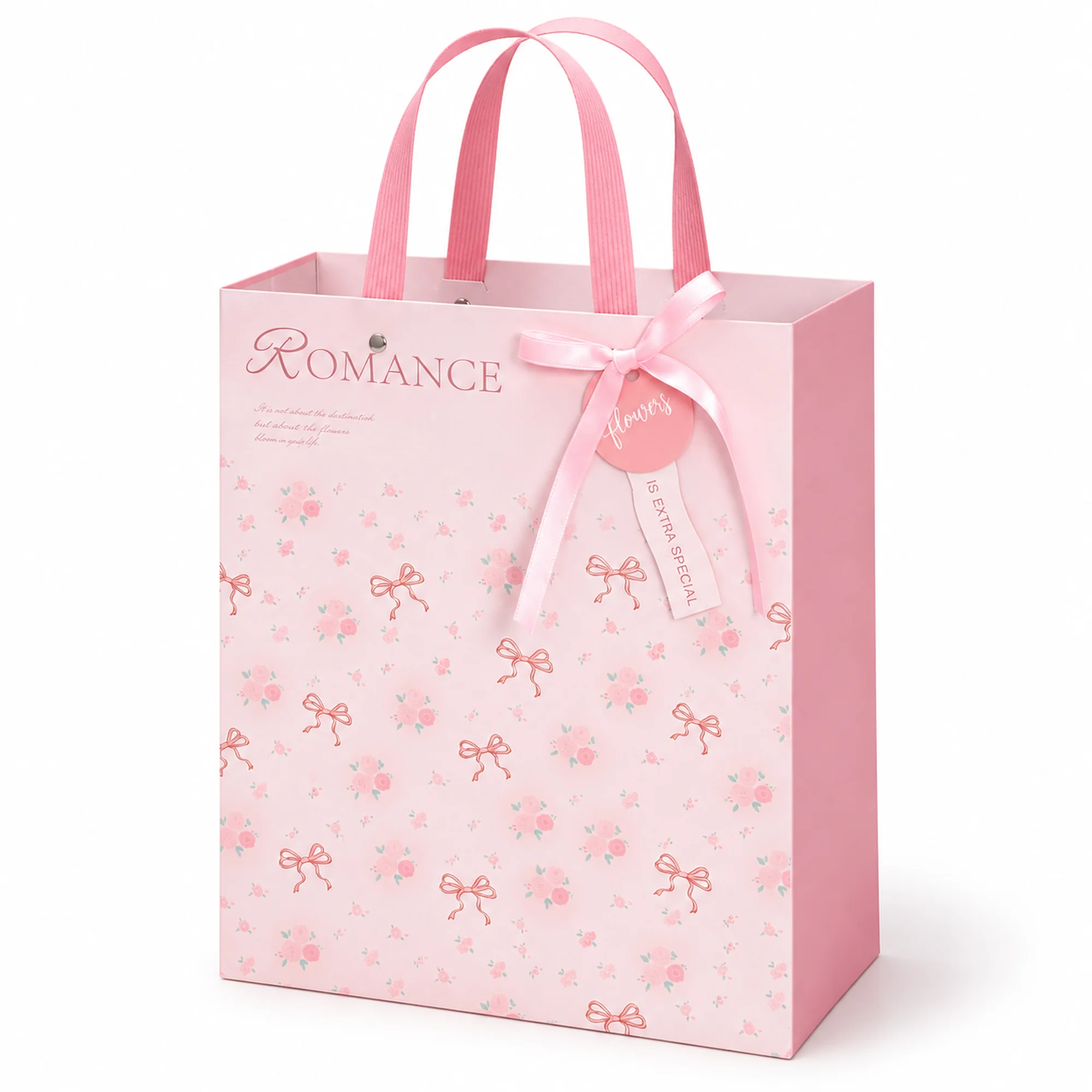 Bolsa de Regalo Rígida Romántica con Formato Alto Romántico, 26 × 32 × 12,5 cm