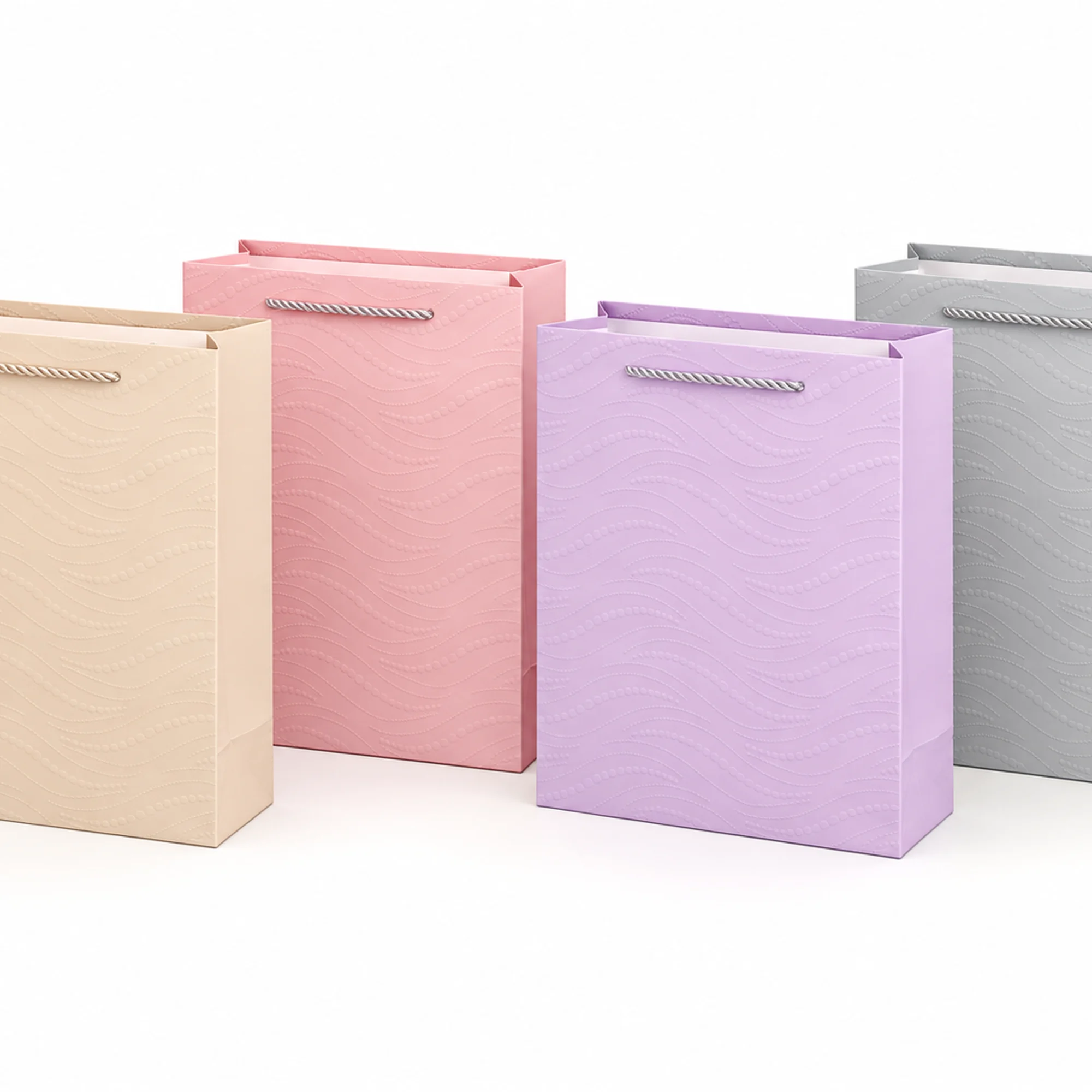 Bolsa de Regalo de Papel Texturizado con Asa de Cordón, 18 × 23 × 10 cm, Colores Surtidos