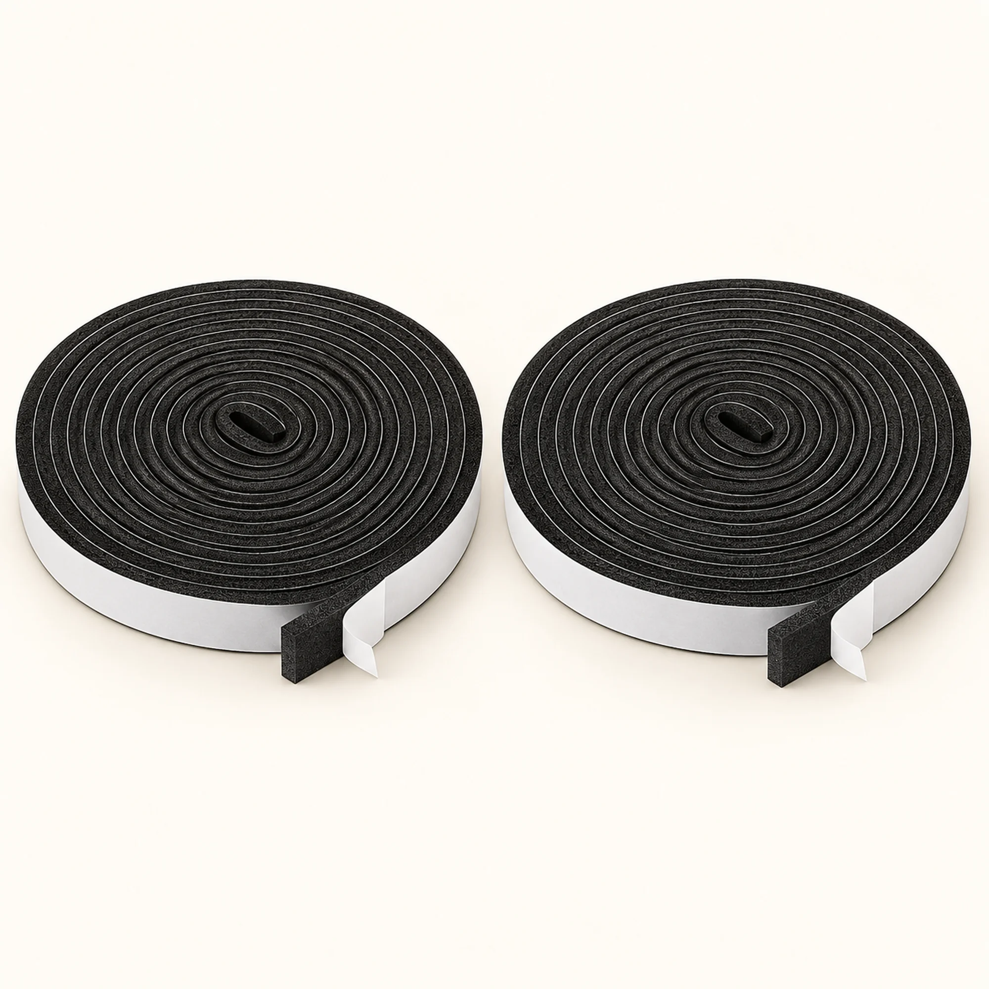 Burlete Autoadhesivo de Espuma Negro, 2 Rollos de 9 mm × 5 mm × 5 m