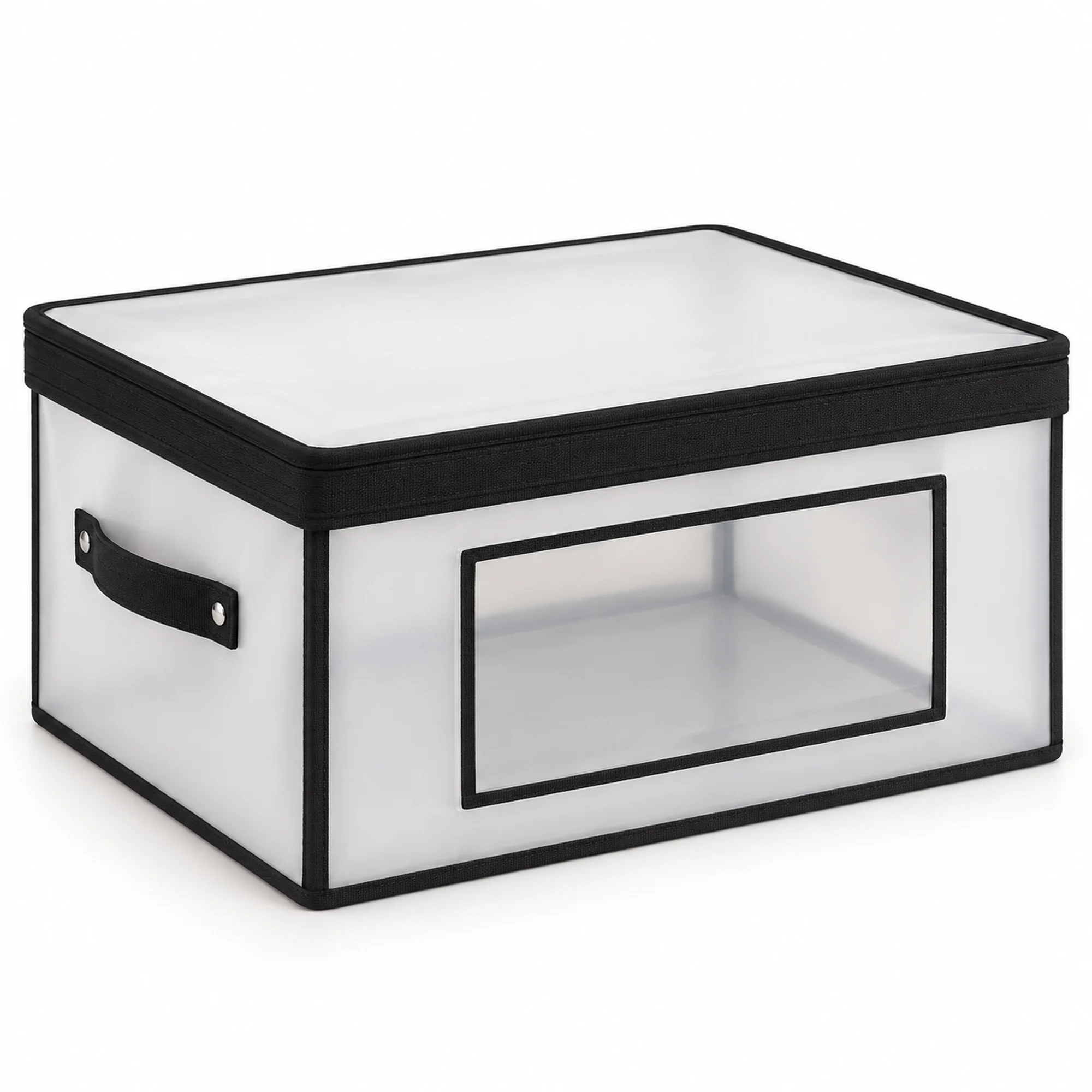 Caja organizadora con tapa y ventana de PEVA y PP, 40 × 30 × 20 cm, 1 Unidad