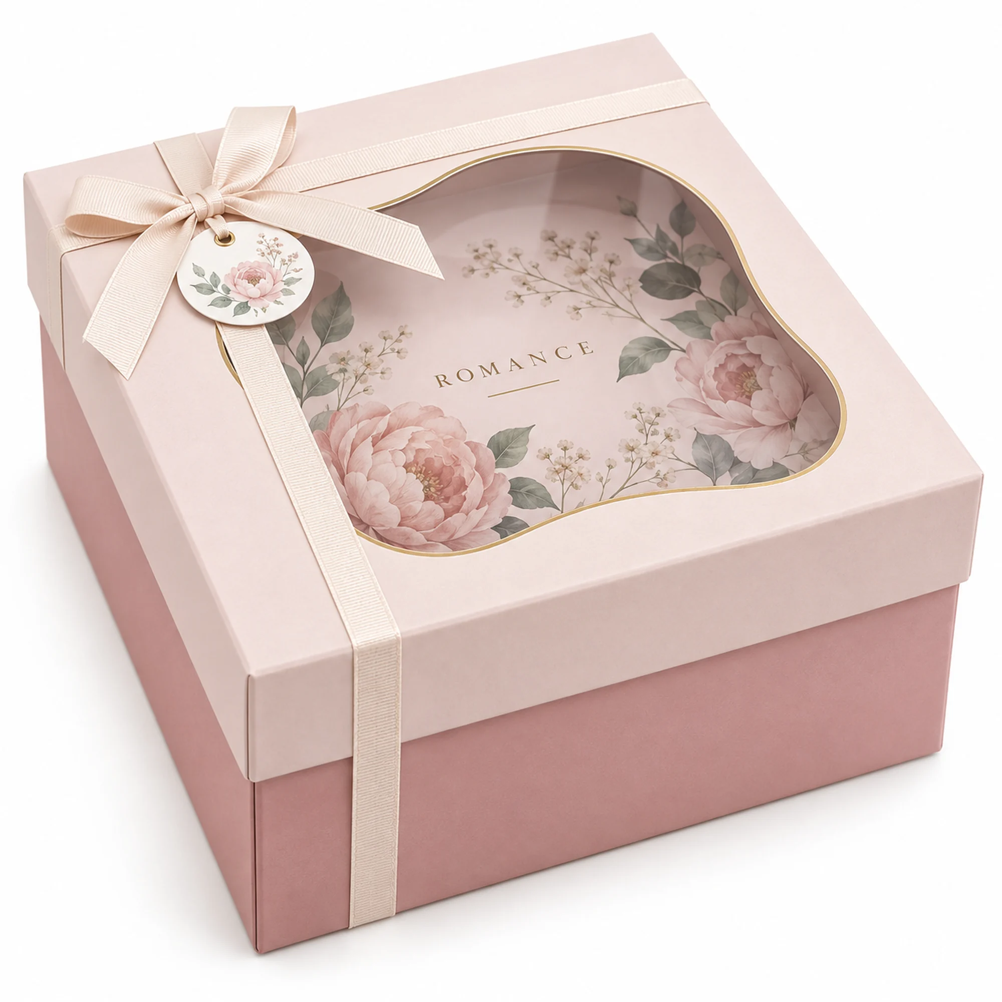 Caja de Regalo Caja Rígida Con Ventana con Tapa y Cinta, 20 × 20 × 12 cm