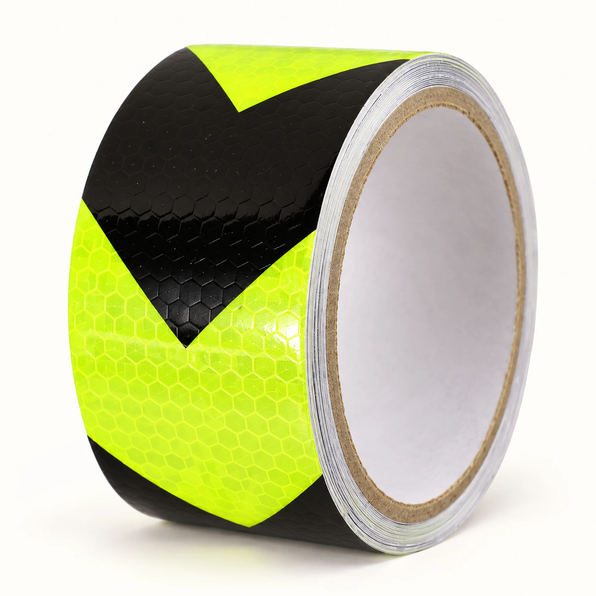 Cinta de Advertencia Fluorescente Amarilla y Negra, 50 mm × 5 m