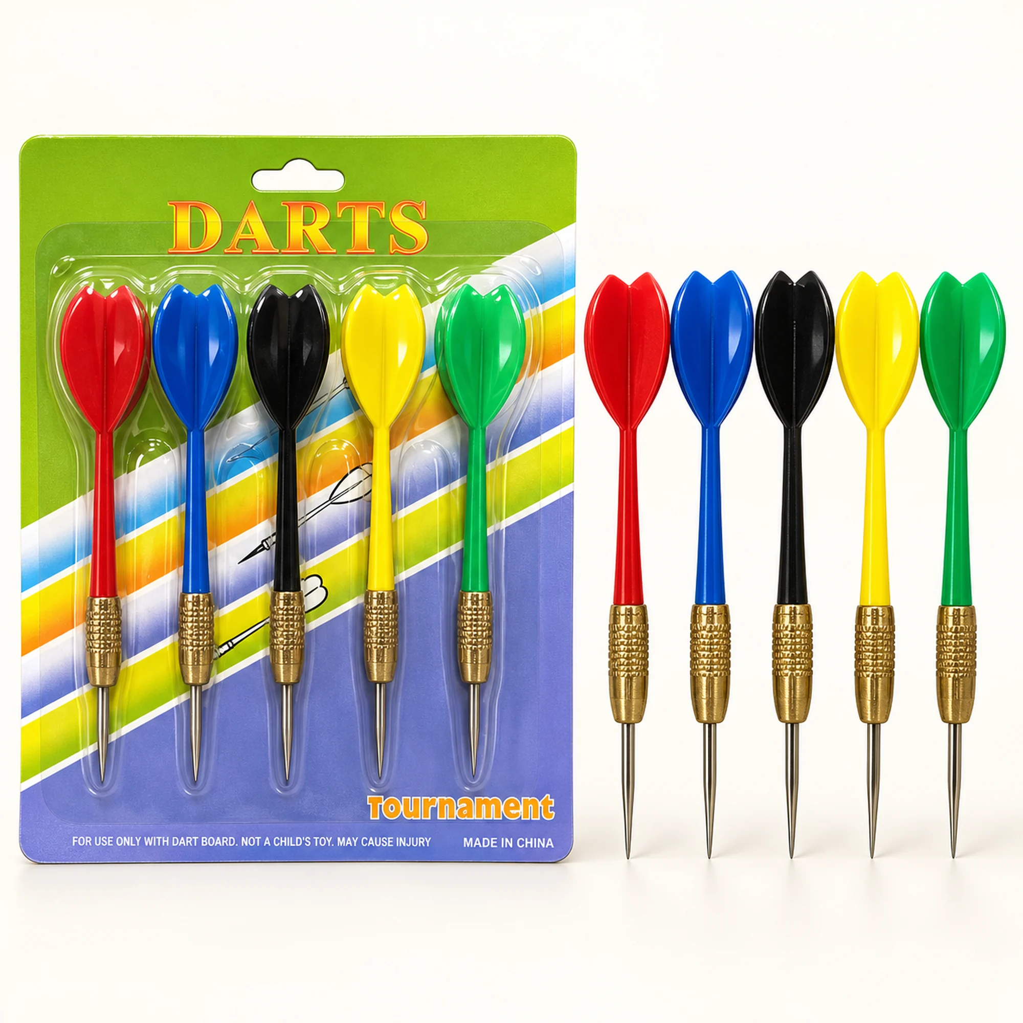 Set de 5 Dardos con Punta Metálica, 5 Colores