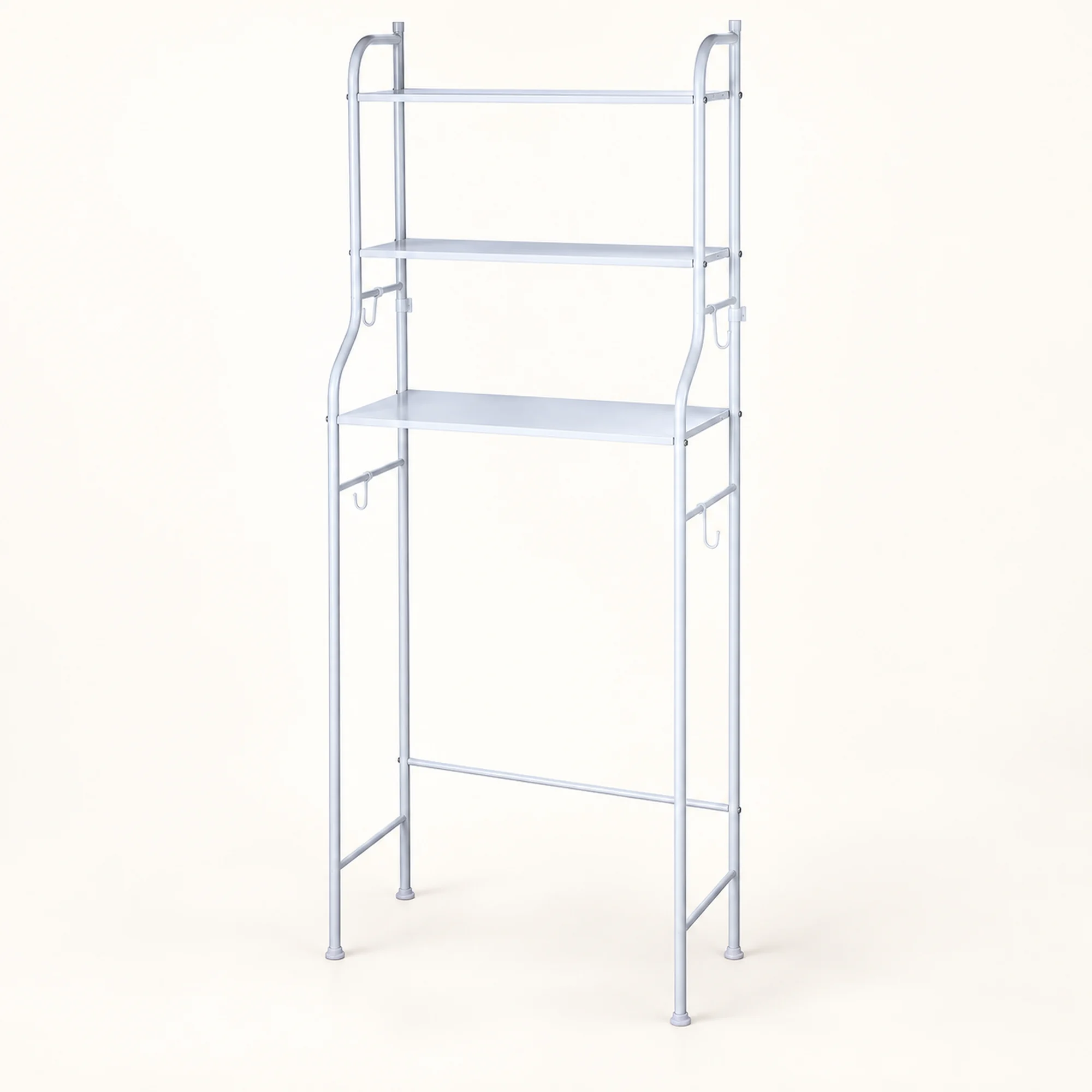 Estante Metálico sobre Inodoro de 3 Niveles, Blanco, 155 × 47 cm