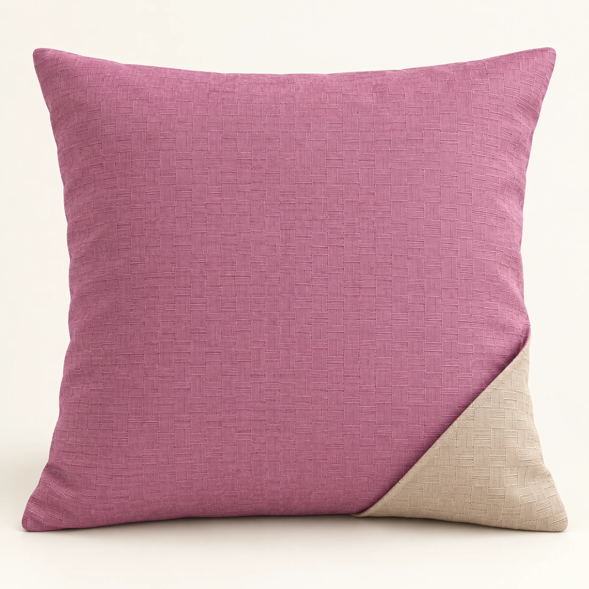 Funda Decorativa para Cojín Reversible Rosa Viejo Y Beige, 43 × 43 cm