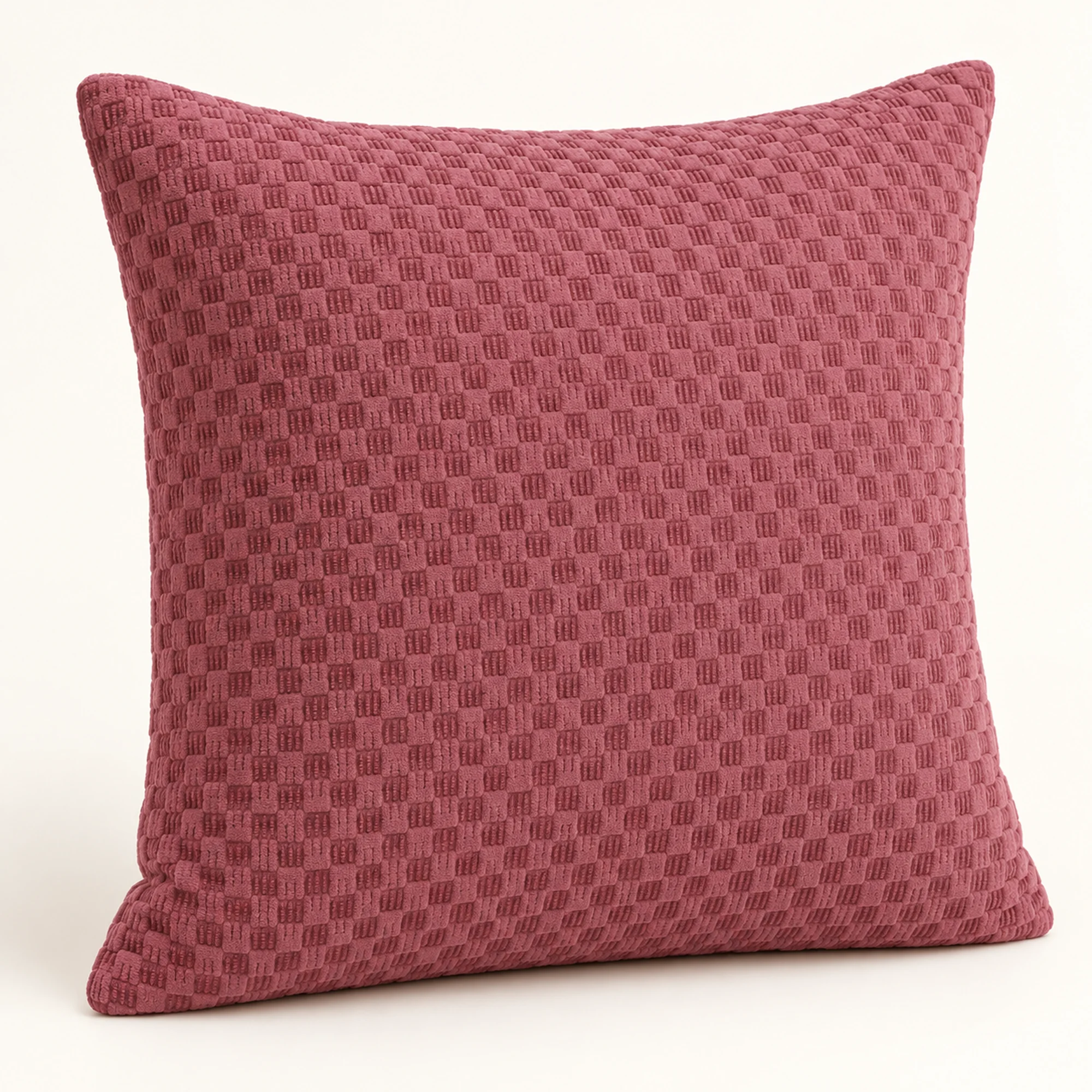 Funda Decorativa para Cojín Rosa Viejo Con Textura De Pequeños Cuadros, 43 × 43 cm