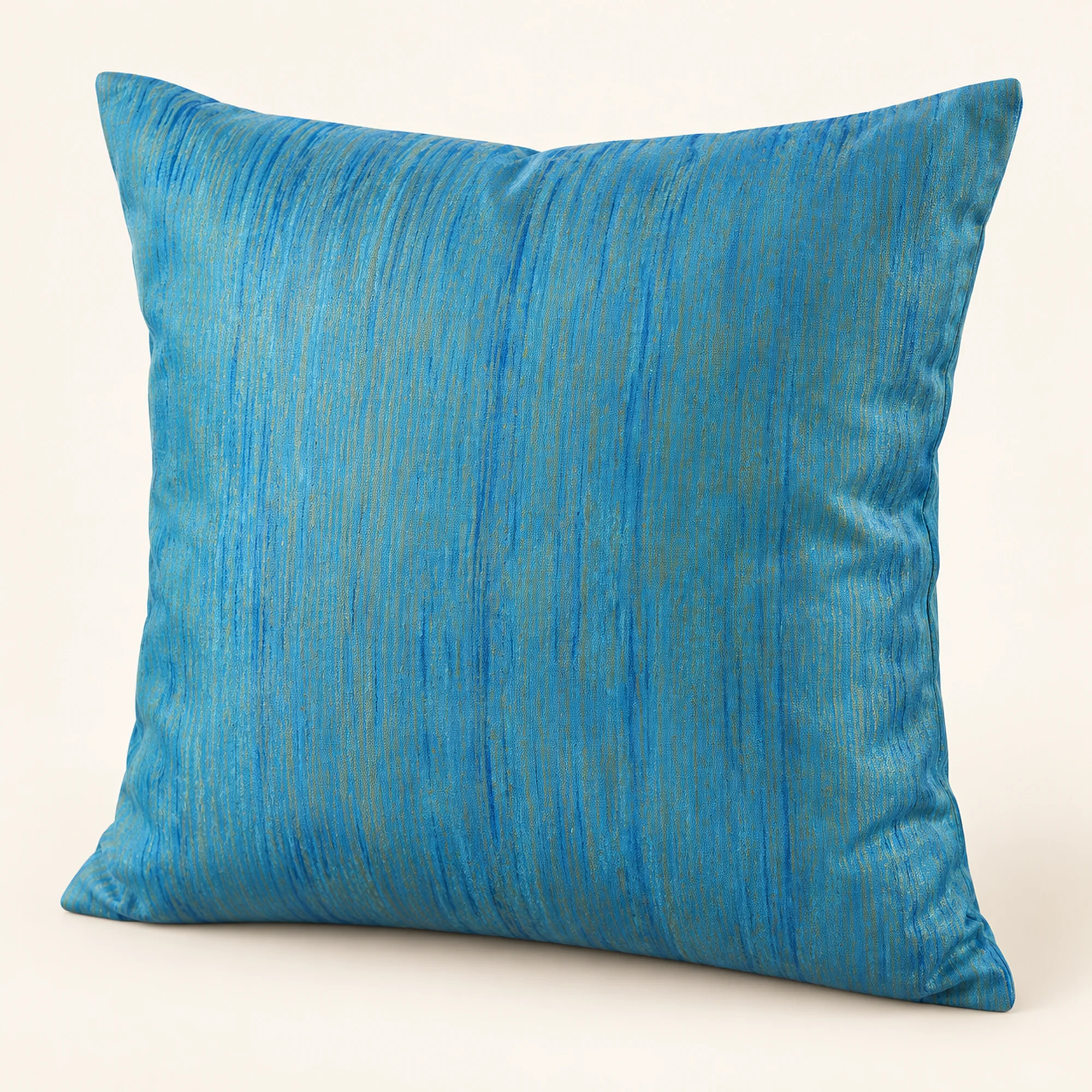 Funda Decorativa para Cojín Turquesa Con Textura De Líneas Verticales, 43 × 43 cm