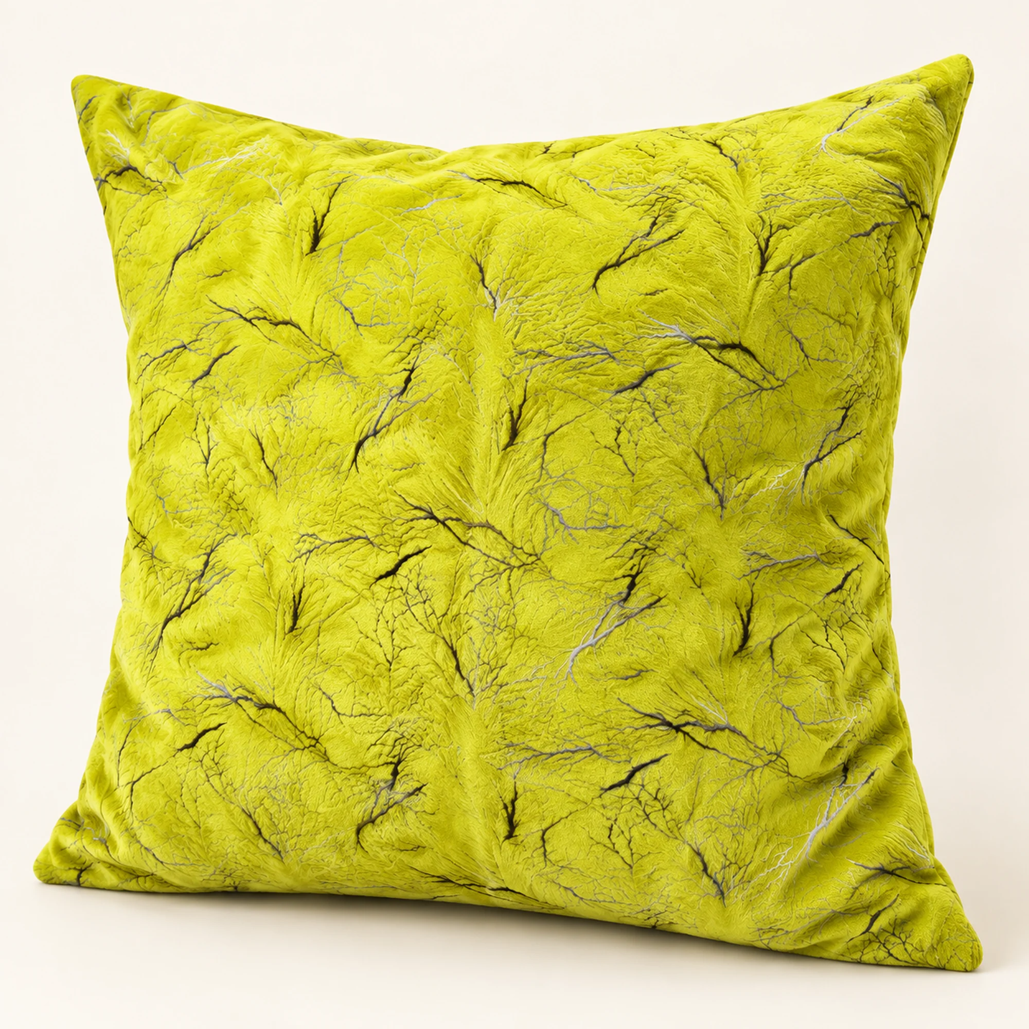 Funda Decorativa para Cojín Verde Lima Con Textura De Terciopelo Grabado, 43 × 43 cm