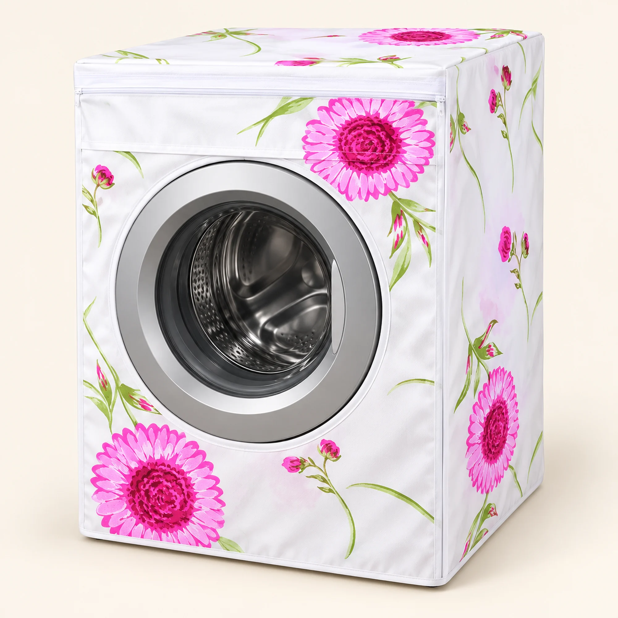 Funda Floral para Lavadora de Carga Frontal, 58 × 62 × 85 cm