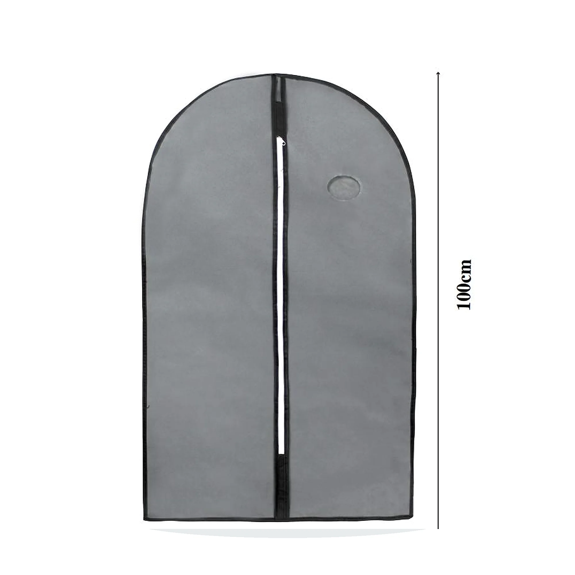 Funda de Traje Gris de Tela No Tejida con Cierre, 60 × 100 cm, 1 Unidad