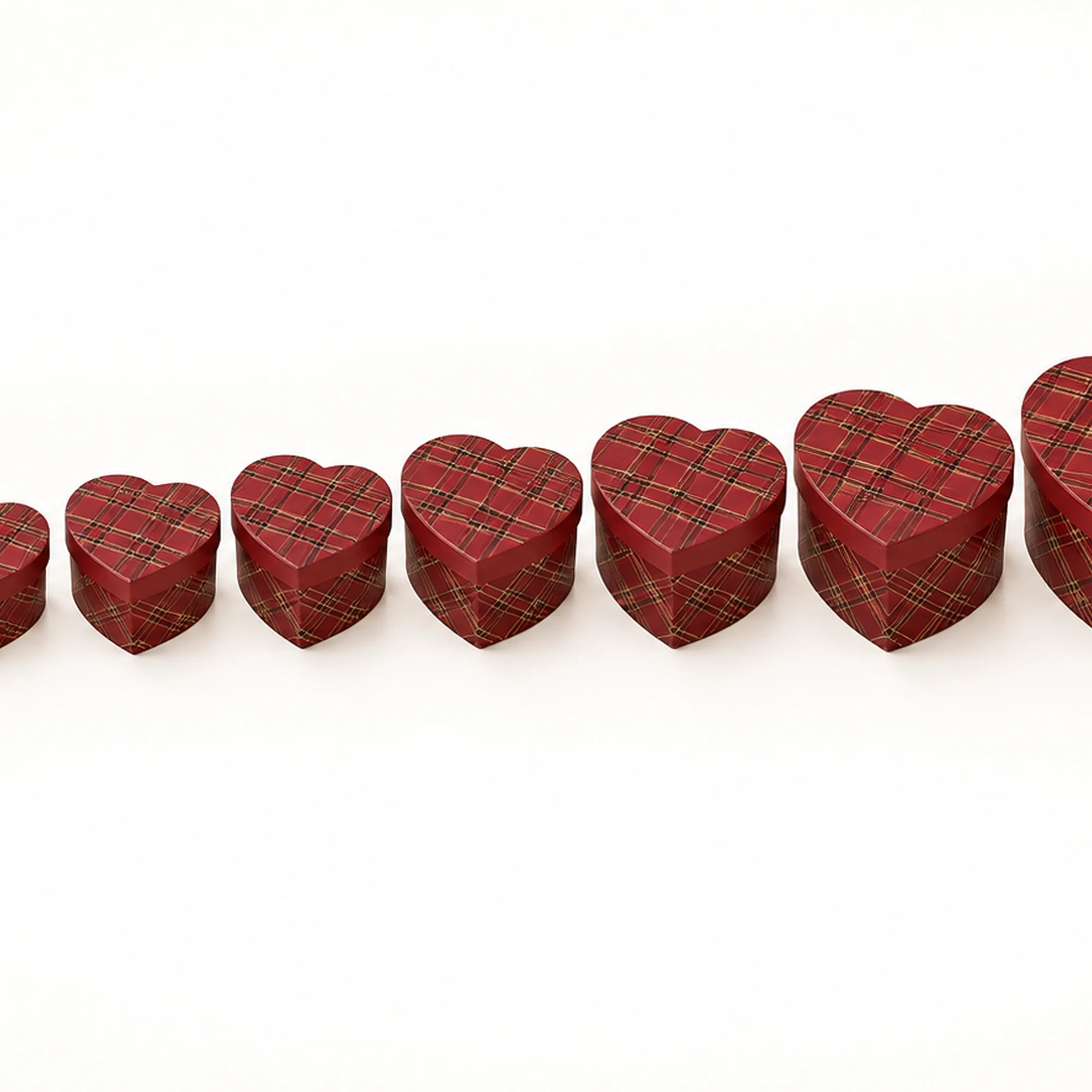 Juego de 10 Cajas de Regalo Juego De Cajas Corazón Con Cuadrillé, Tamaños Surtidos