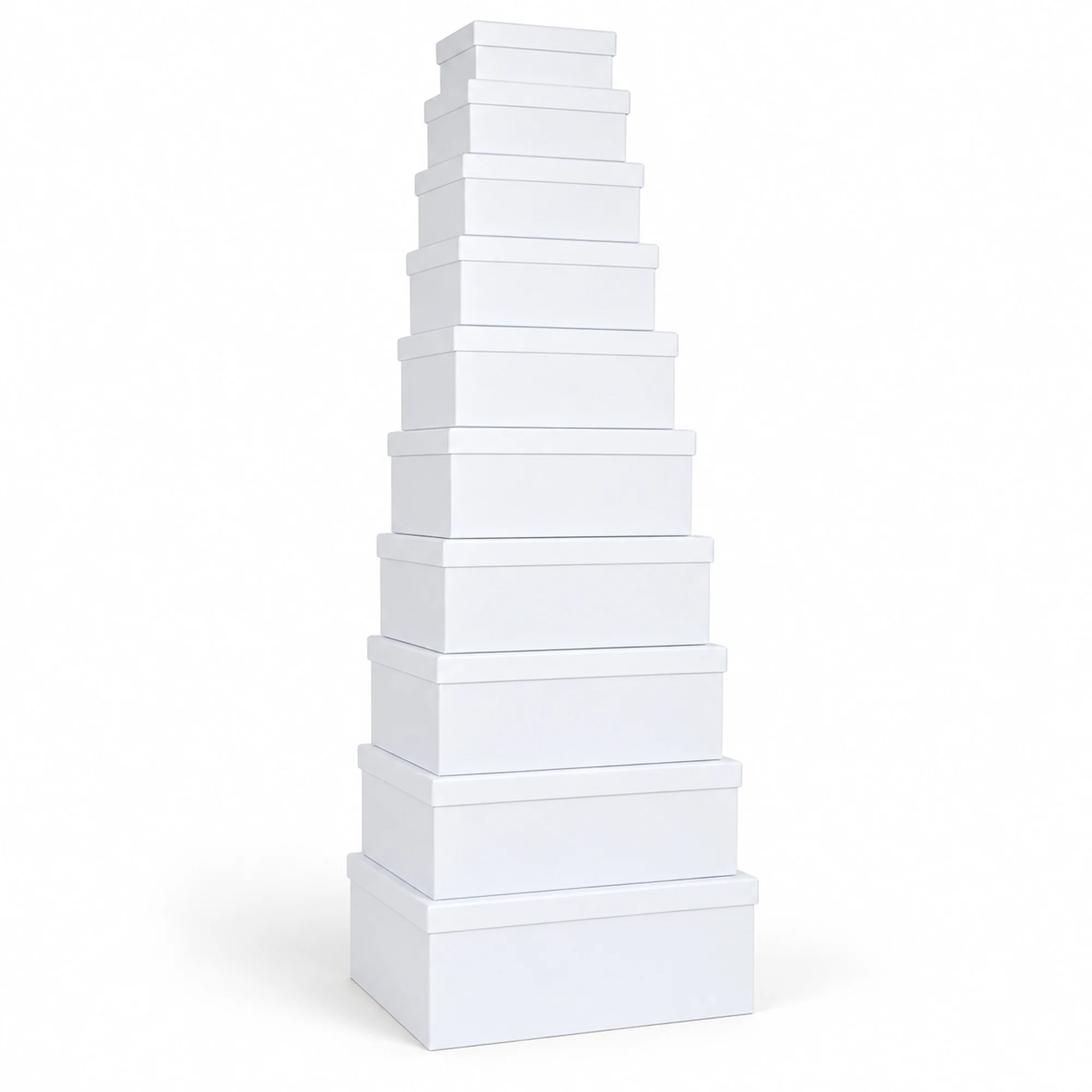 Juego de 10 Cajas de Regalo Juego Rectangular Blanco Liso, Tamaños Surtidos