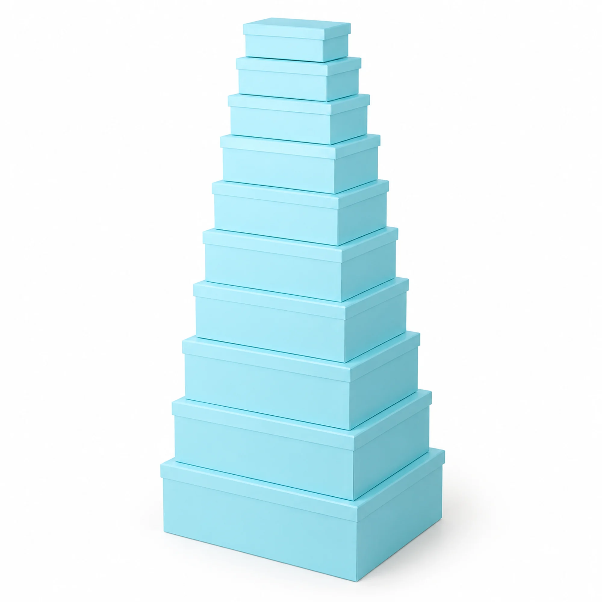 Juego de 10 Cajas de Regalo Juego Rectangular Celeste Turquesa, Tamaños Surtidos