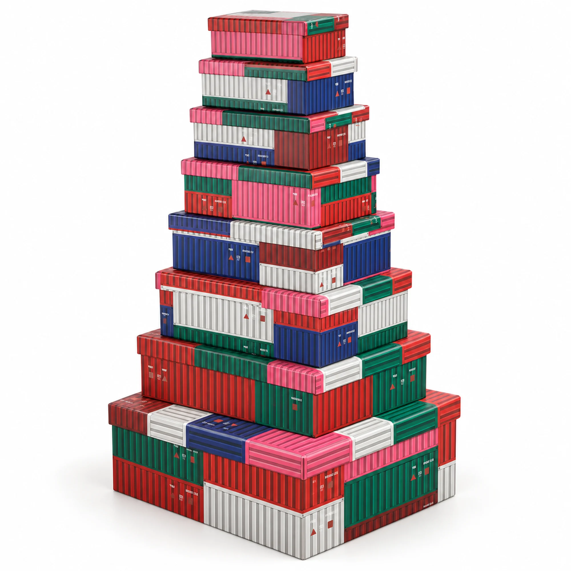 Juego de 10 Cajas de Regalo Juego Rectangular Diseño Contenedores, Tamaños Surtidos