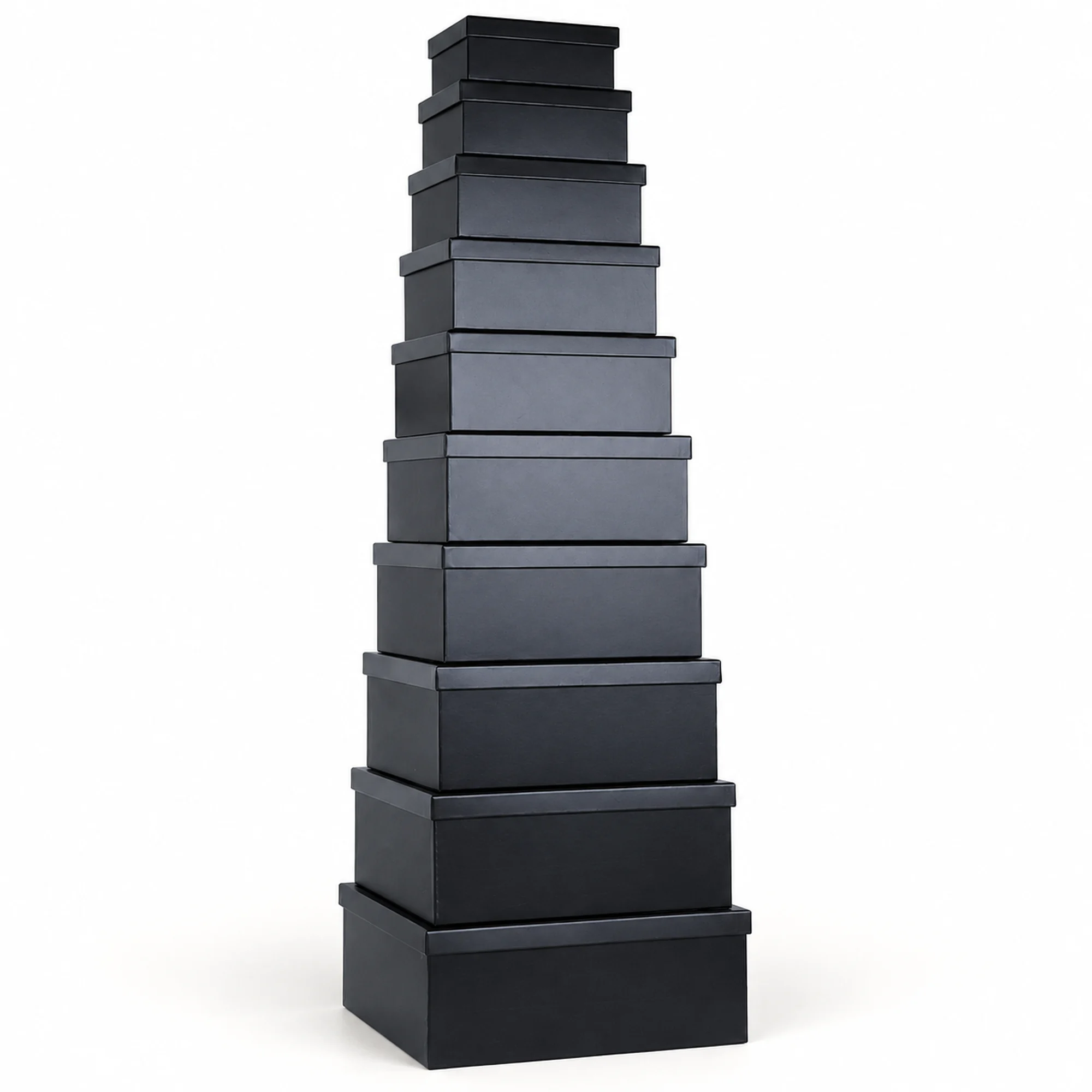 Juego de 10 Cajas de Regalo Juego Rectangular Negro Mate, Tamaños Surtidos