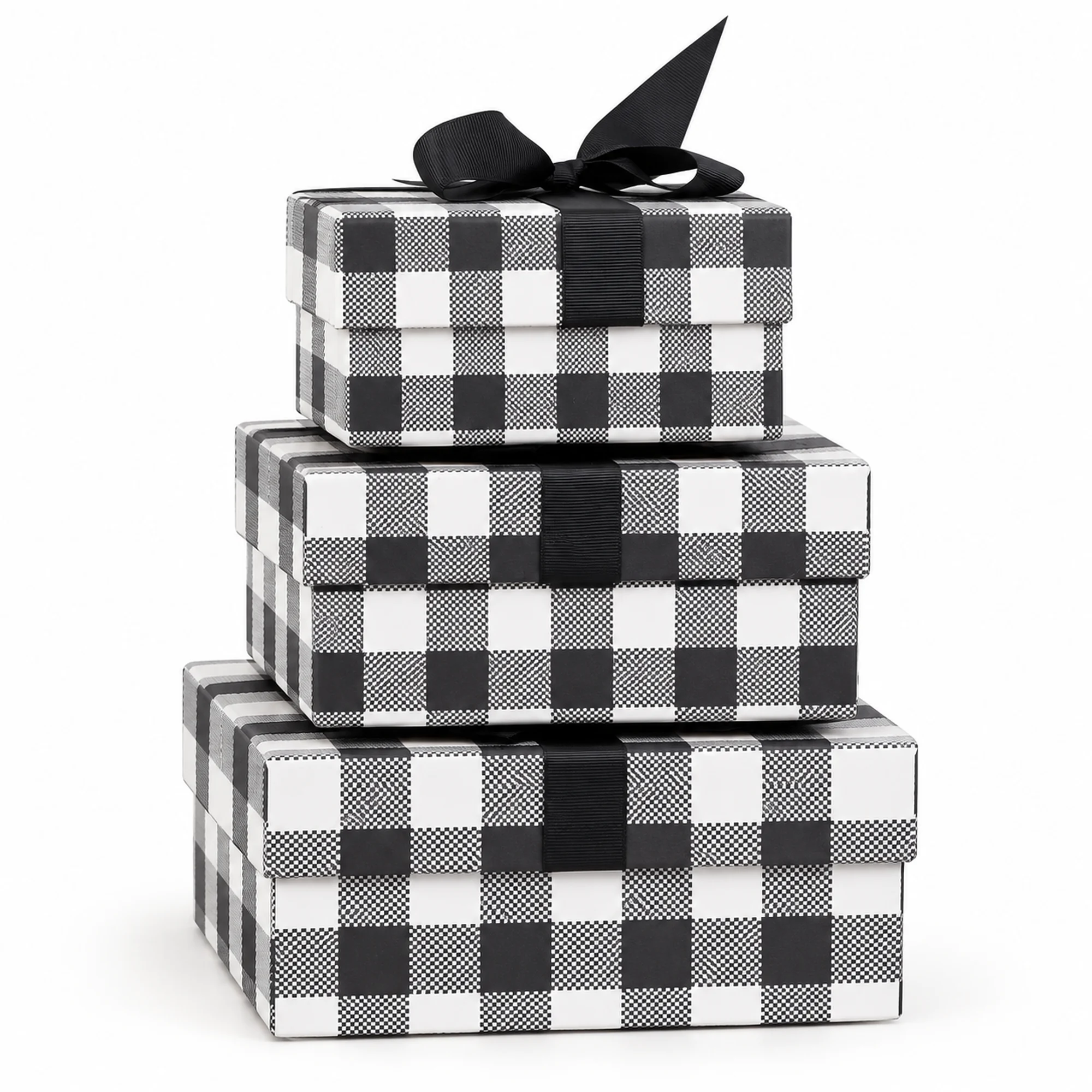 Juego de 3 Cajas de Regalo Juego Cuadrado A Cuadros, Tres Tamaños