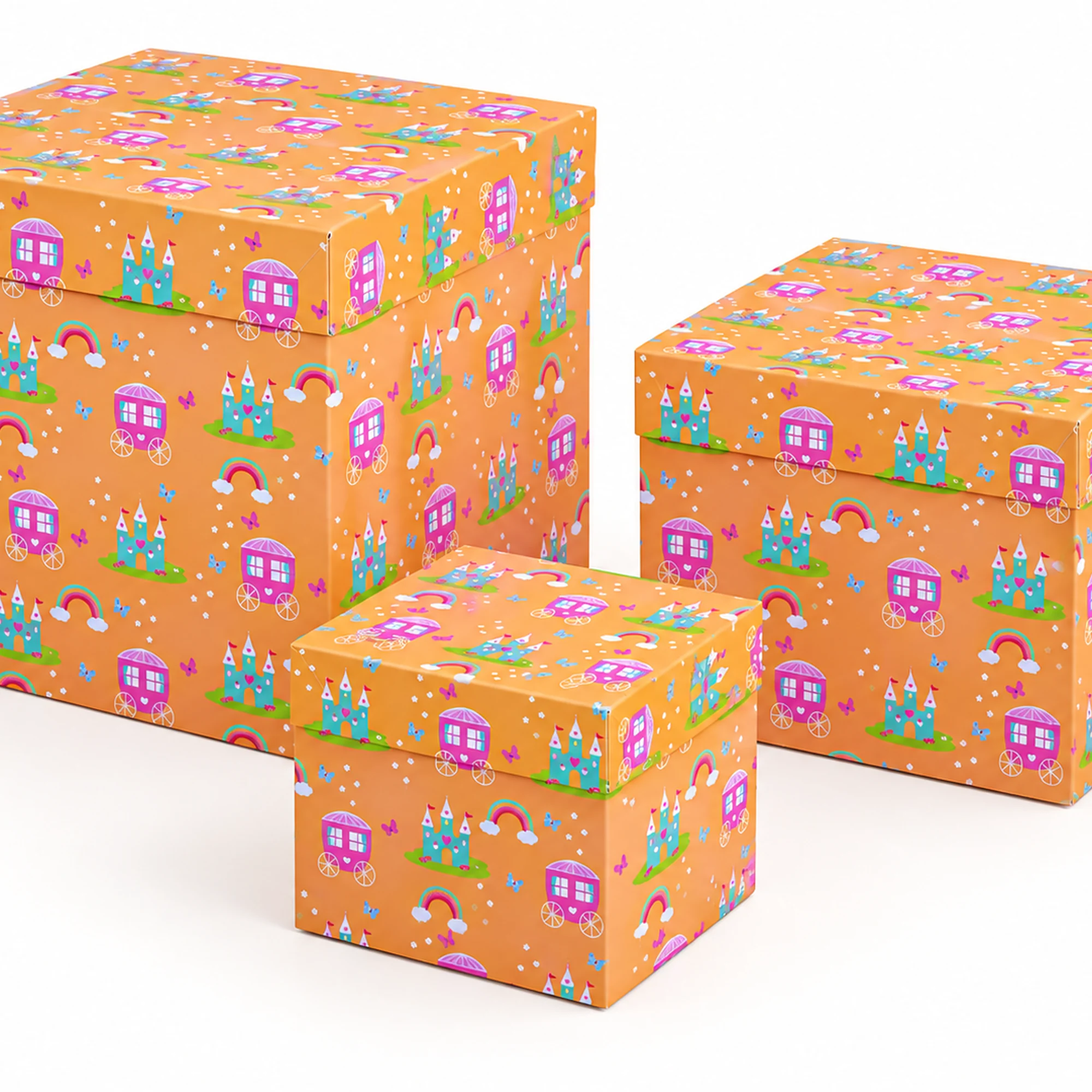 Juego de 3 Cajas de Regalo Juego De Cajas Infantiles De Princesas, Tres Tamaños