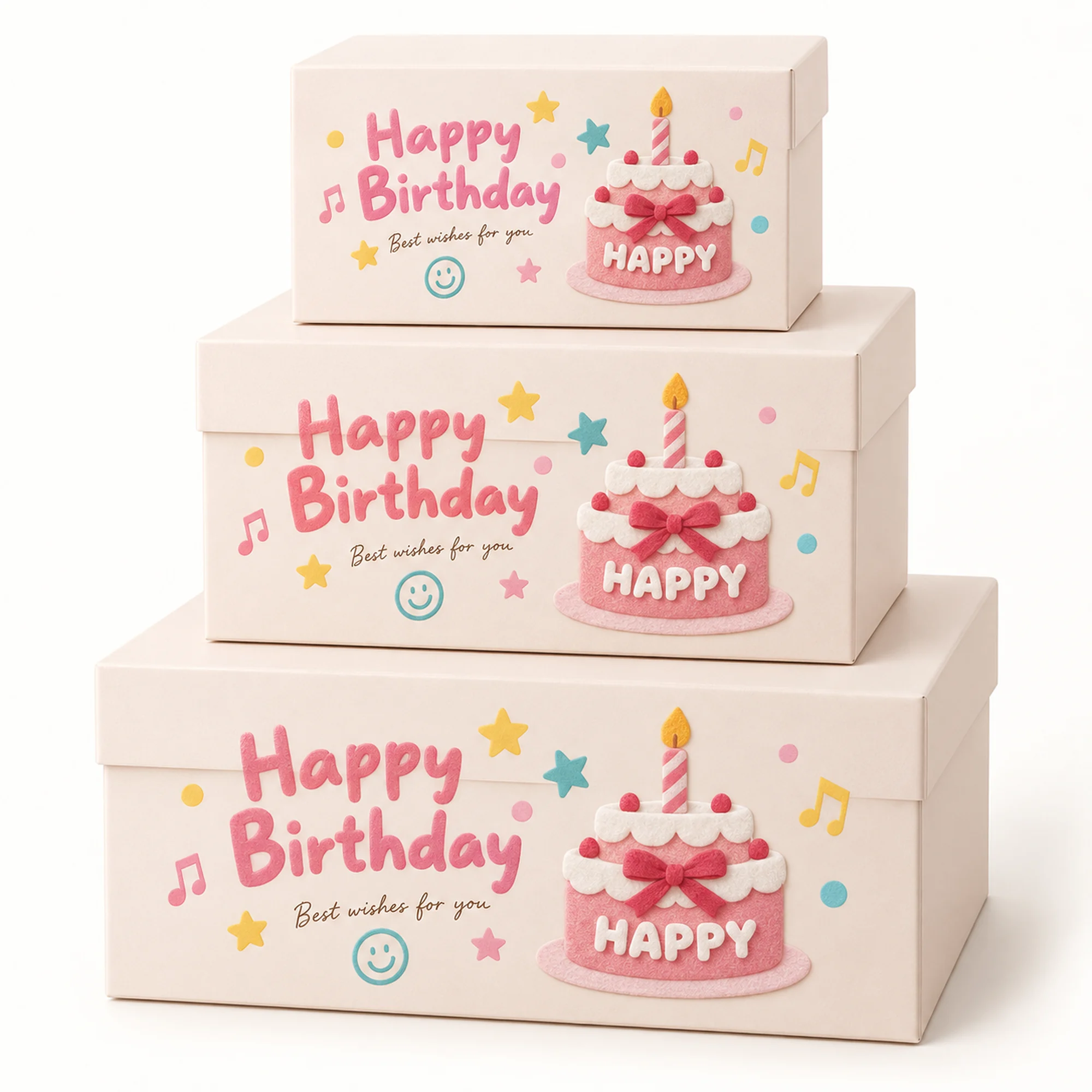 Juego de 3 Cajas de Regalo Juego De Cajas Rectangulares Con Torta, Tres Tamaños