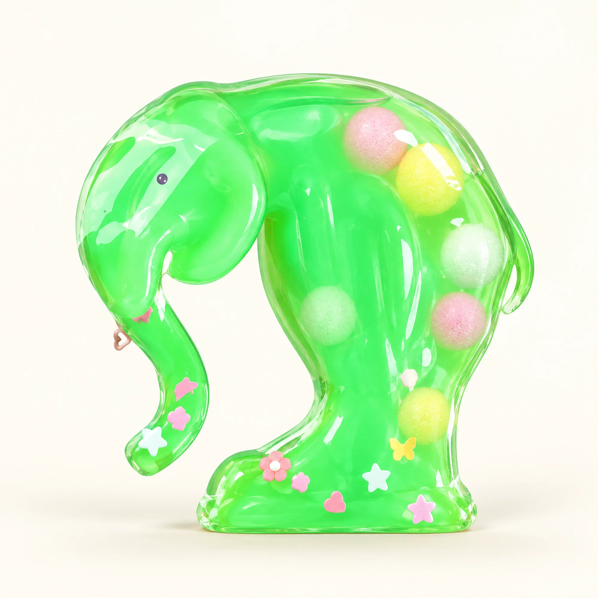 Juguete Antiestrés Elefante Verde, Empaque 13 × 12,5 cm