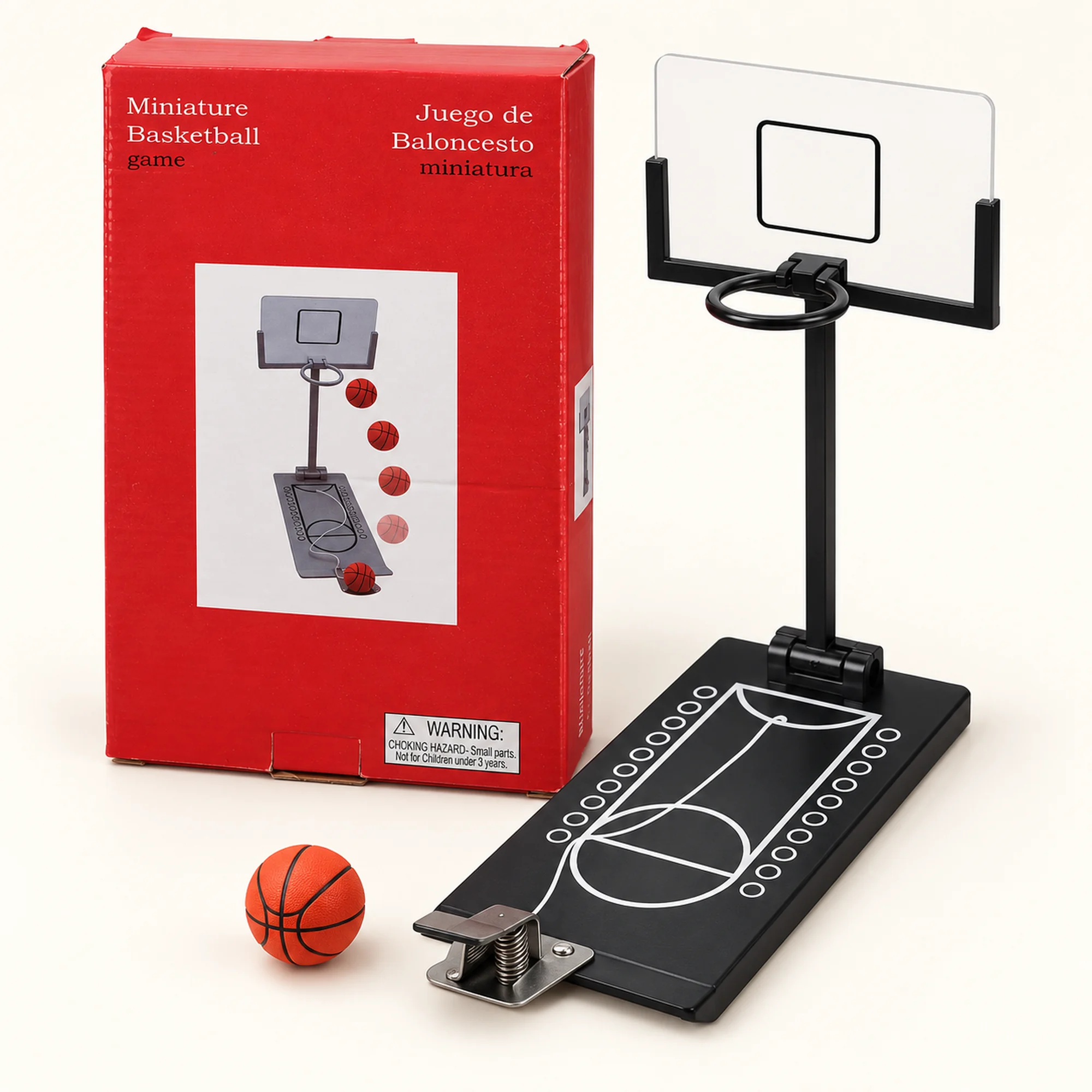 Mini Básquetbol de Mesa con Lanzador, Negro, 25 cm