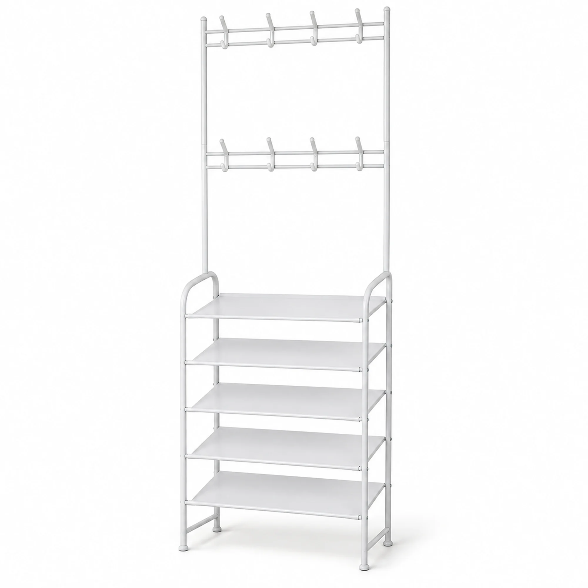 Organizador Metálico para Zapatos y Prendas de 5 Niveles, Blanco, 170 × 60 × 26 cm