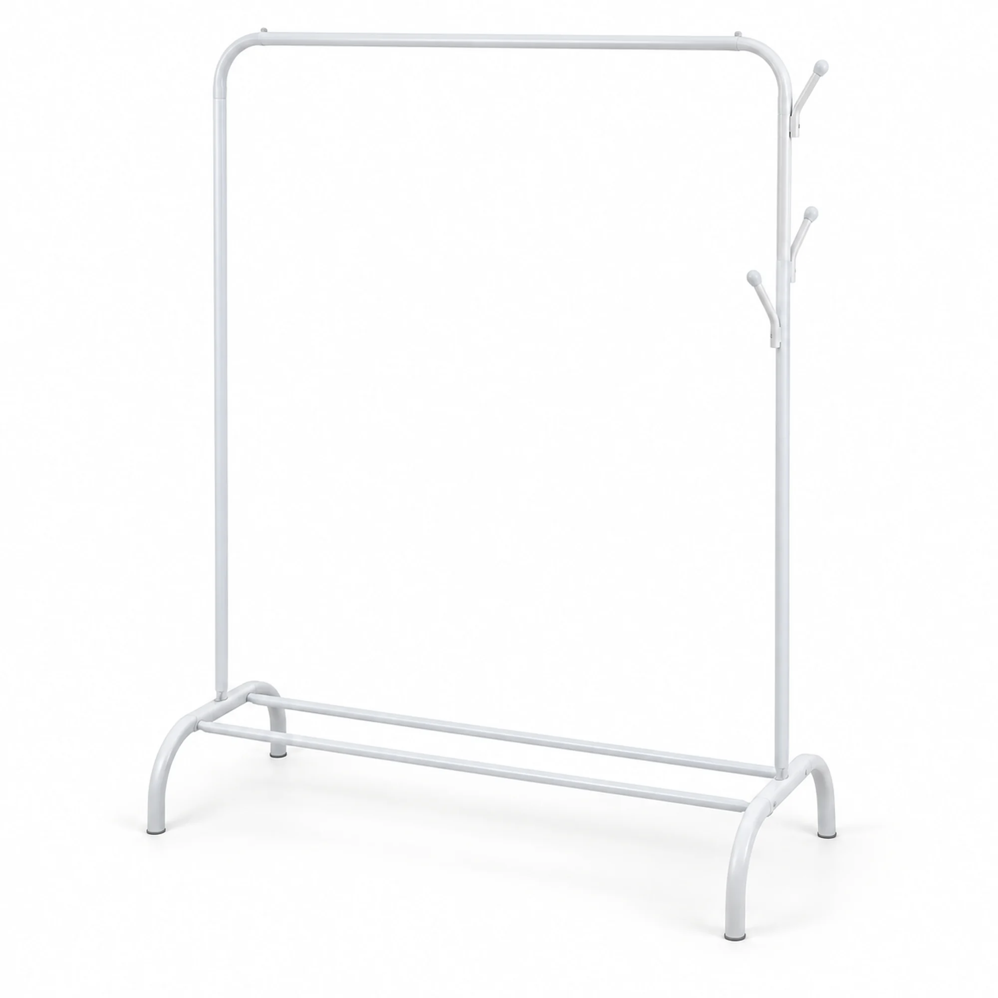 Perchero Metálico de Barra Simple con Ganchos, Blanco, 150 × 110 × 41 cm