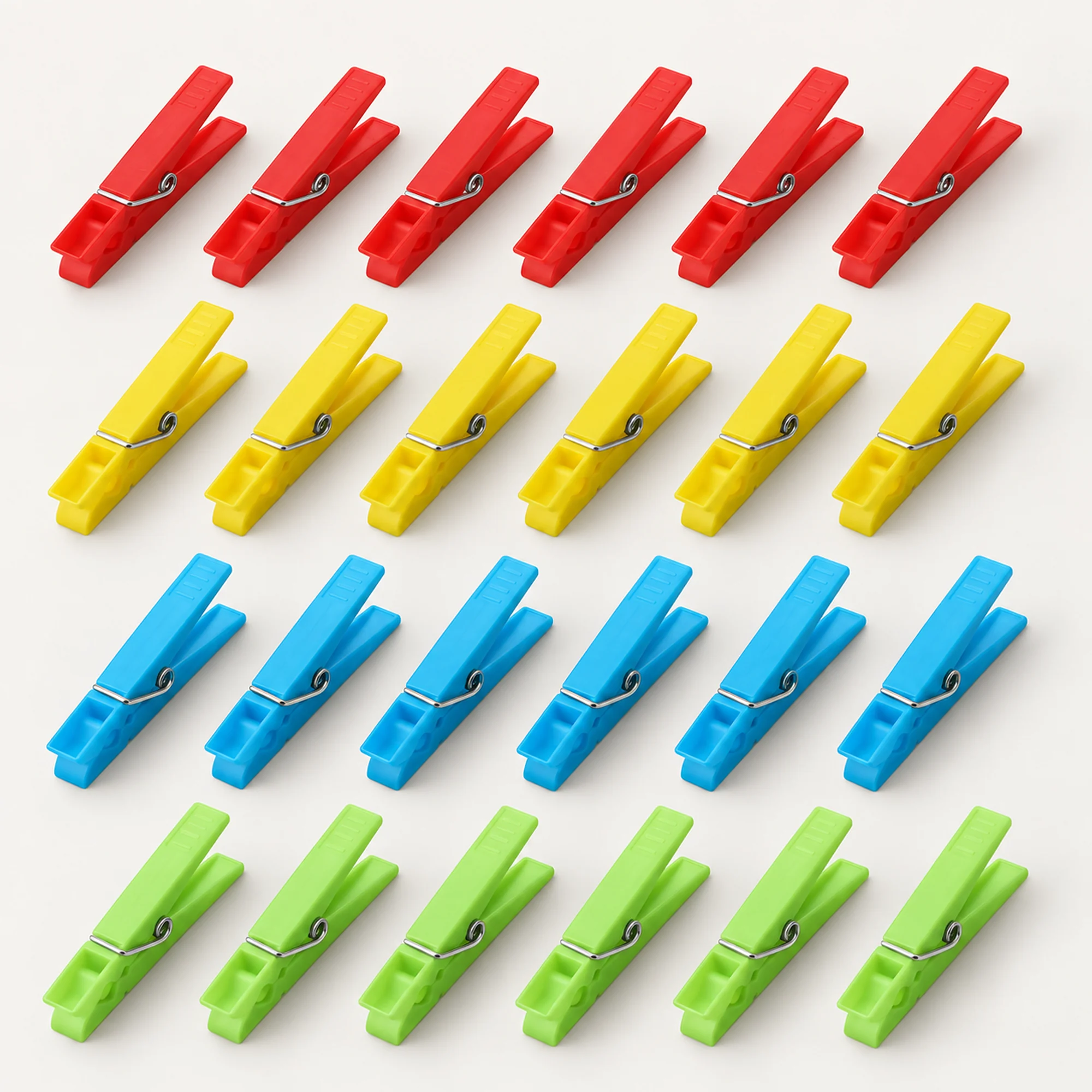 Set de 24 Pinzas para Ropa, Plástico Y Metal, 7,2 cm