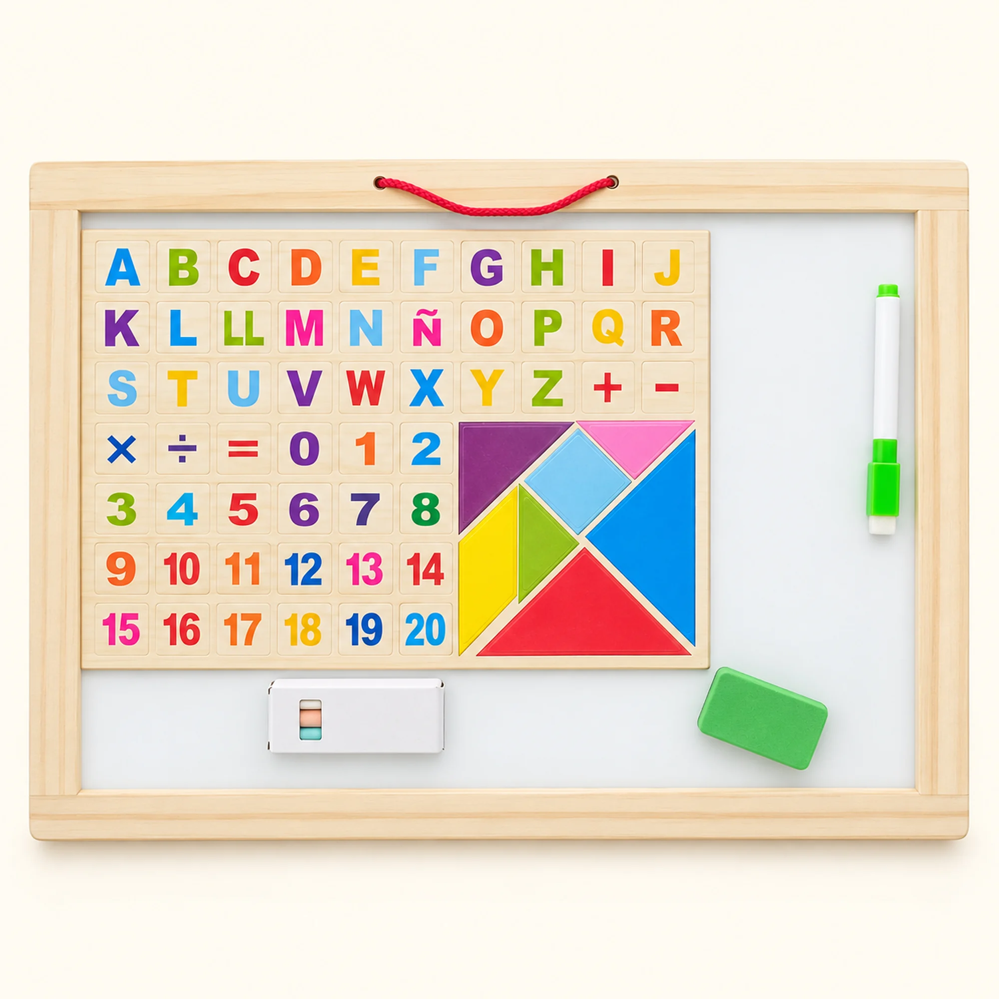 Pizarra Magnética Educativa en Español con Tangram, 60 Piezas, 44 × 33 cm