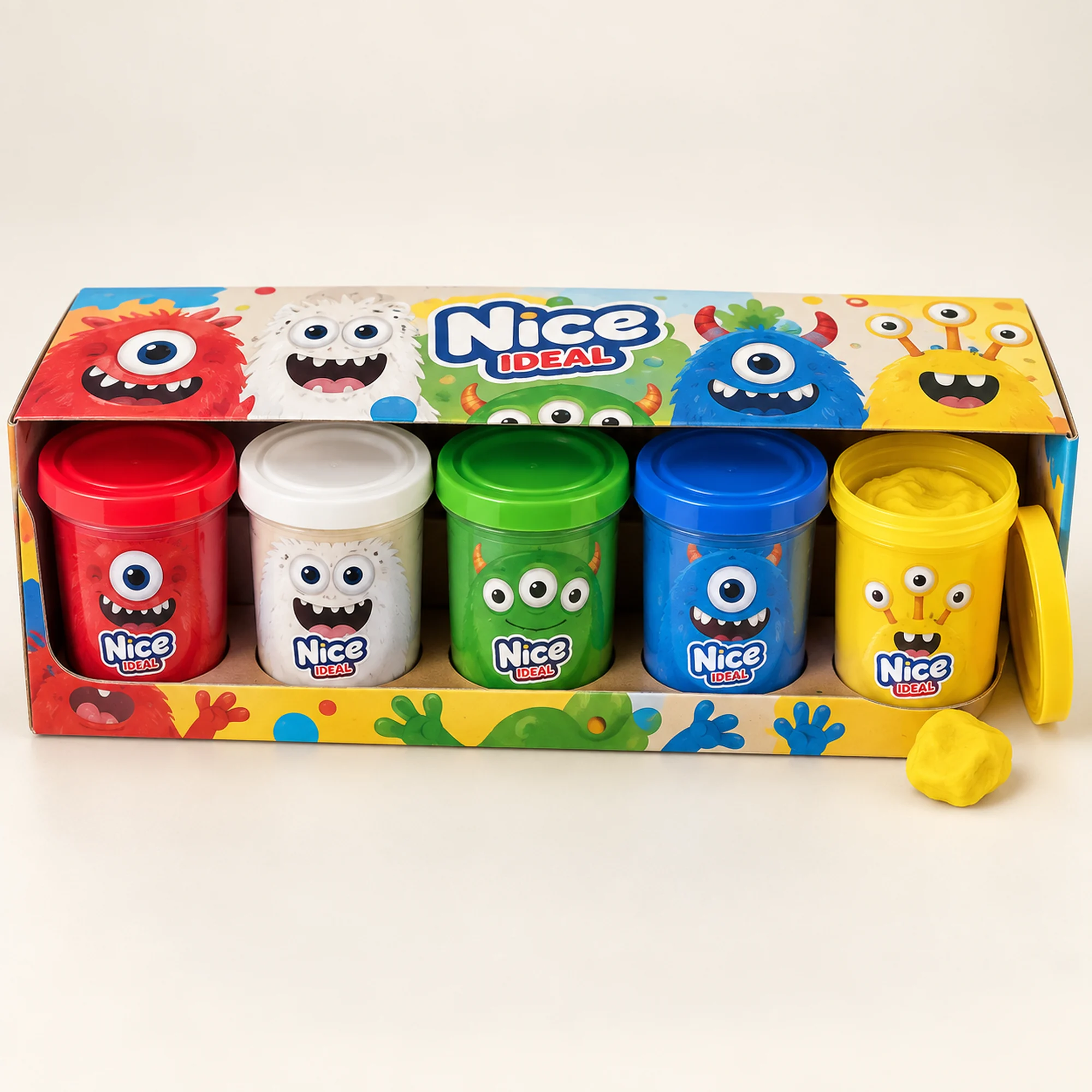 Set de Plasticina en 5 Vasos Grandes, 5 Colores
